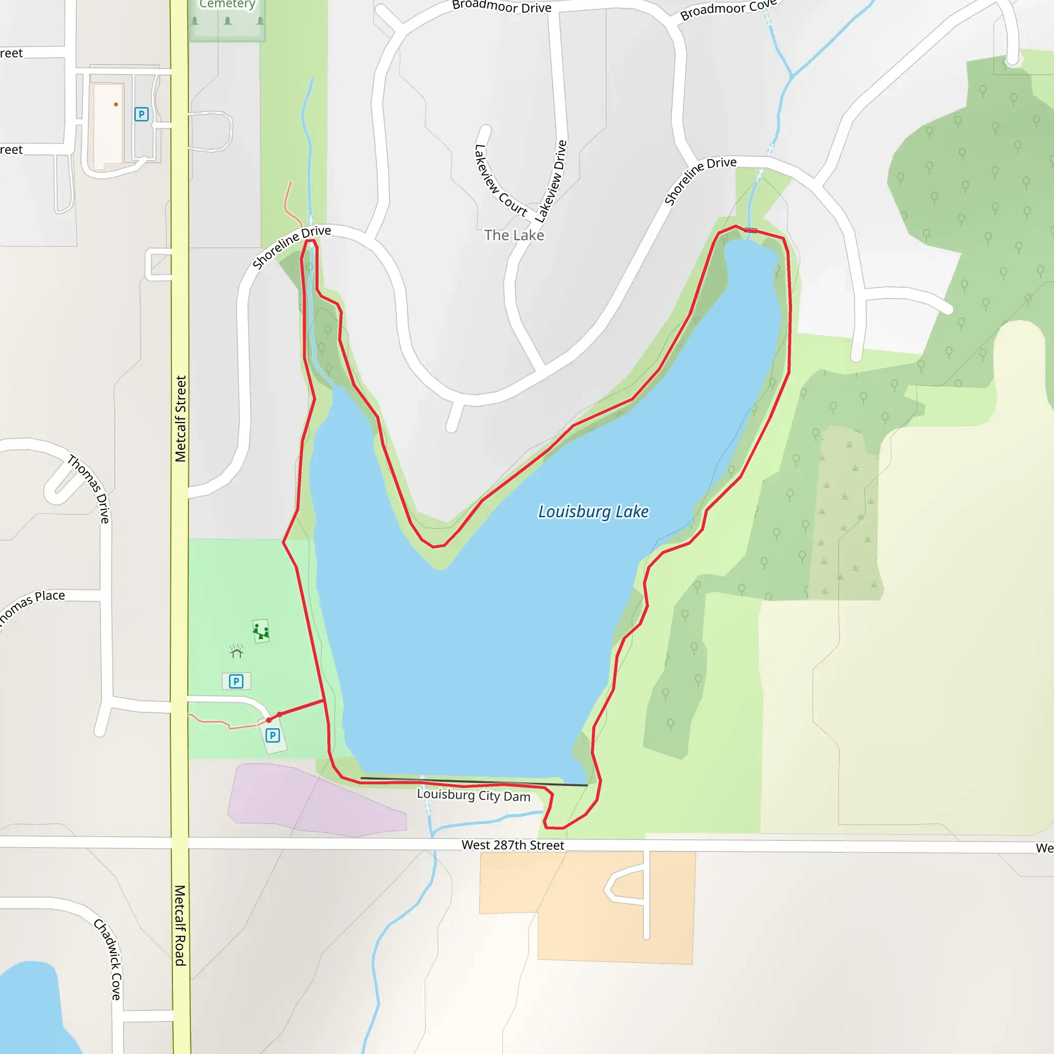 Louisburg Lake Loop mobile static map
