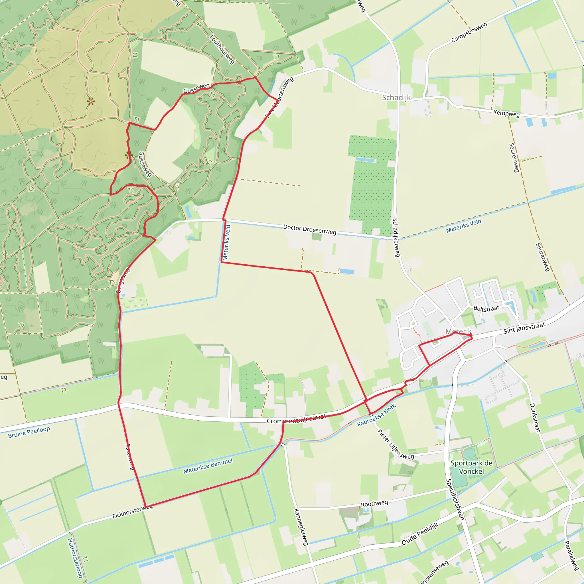Schadijke Bossen and Sint Martinsberg via Bergsteeg and Gusseweg mobile static map