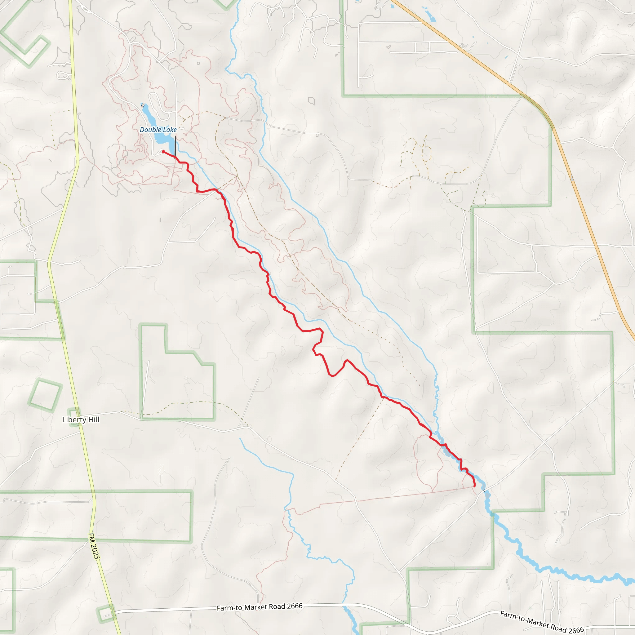 Lone Star Hiking Trail - Double Lake mobile static map
