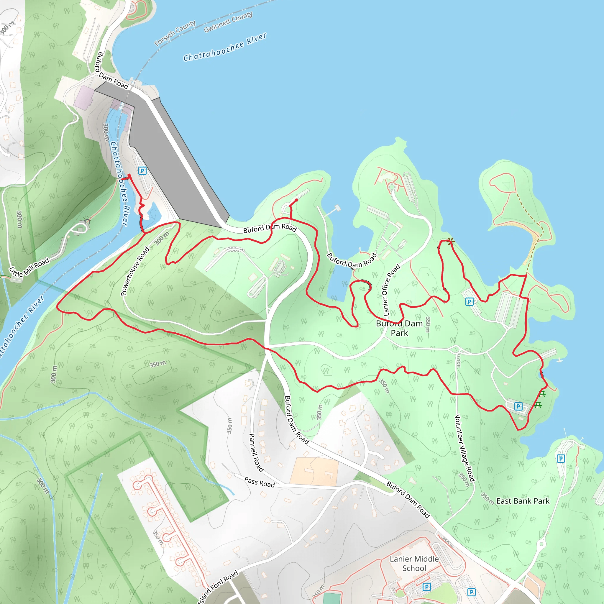 Buford Dam Park Loop mobile static map