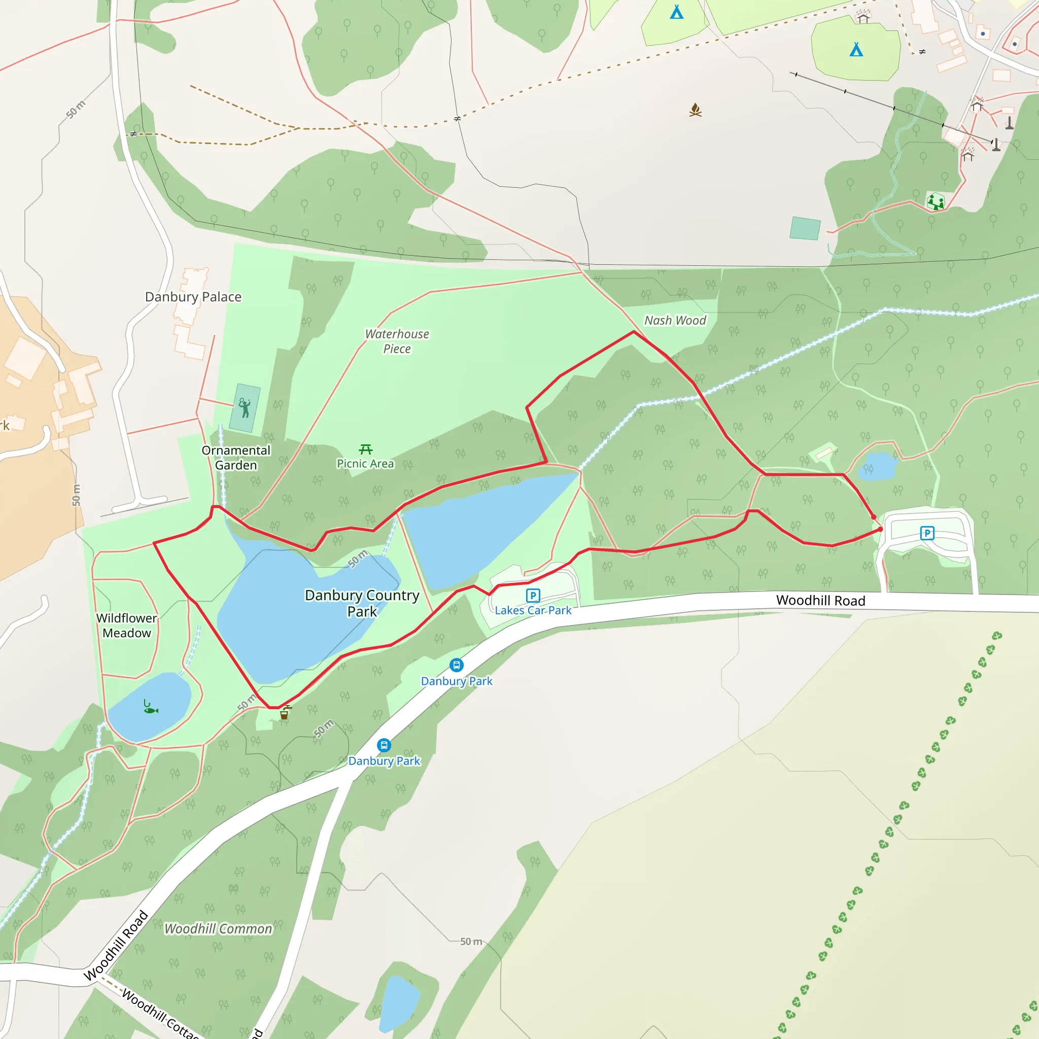 Danbury Country Park Loop mobile static map