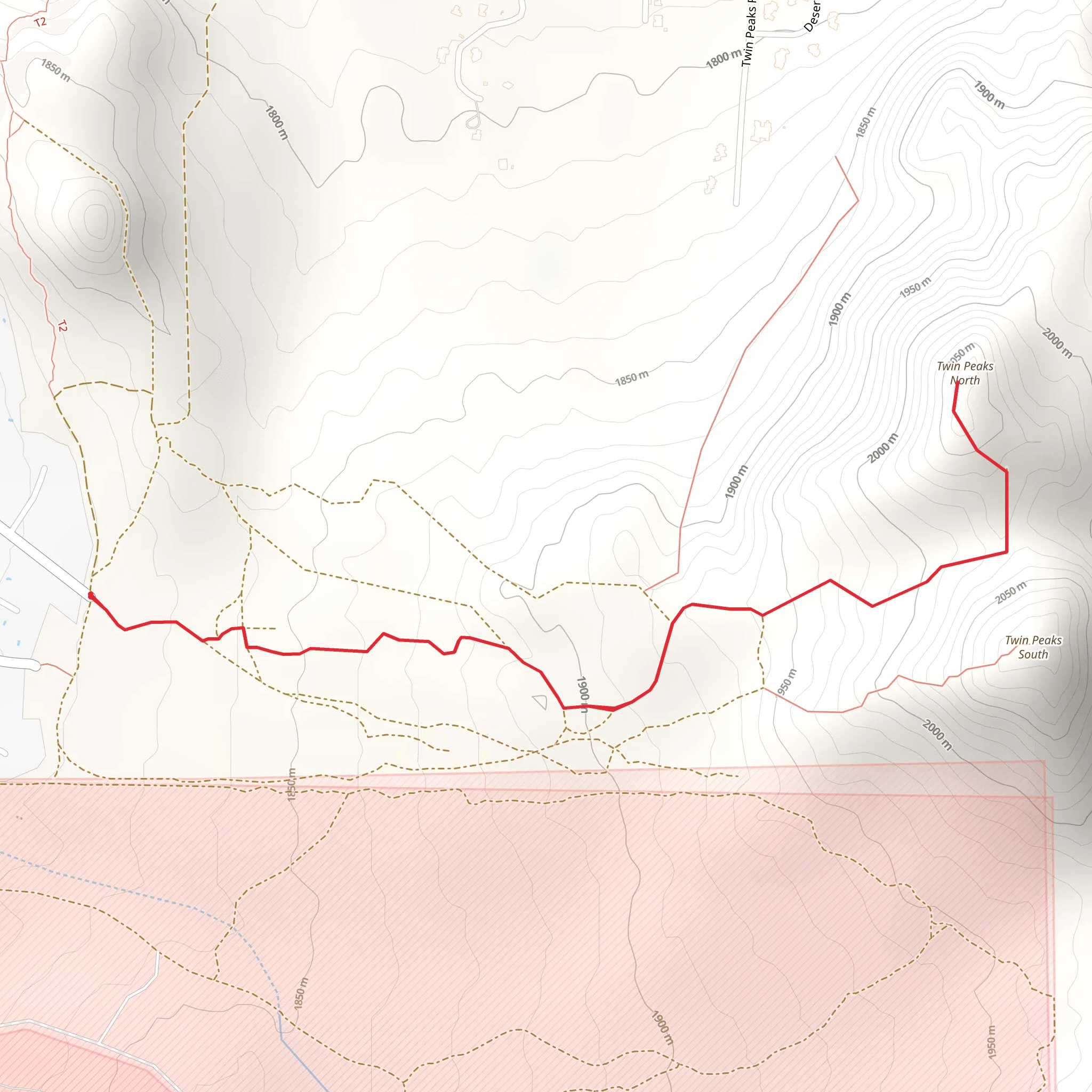 Twin Peaks North from Stagecoach Road Southeast mobile static map
