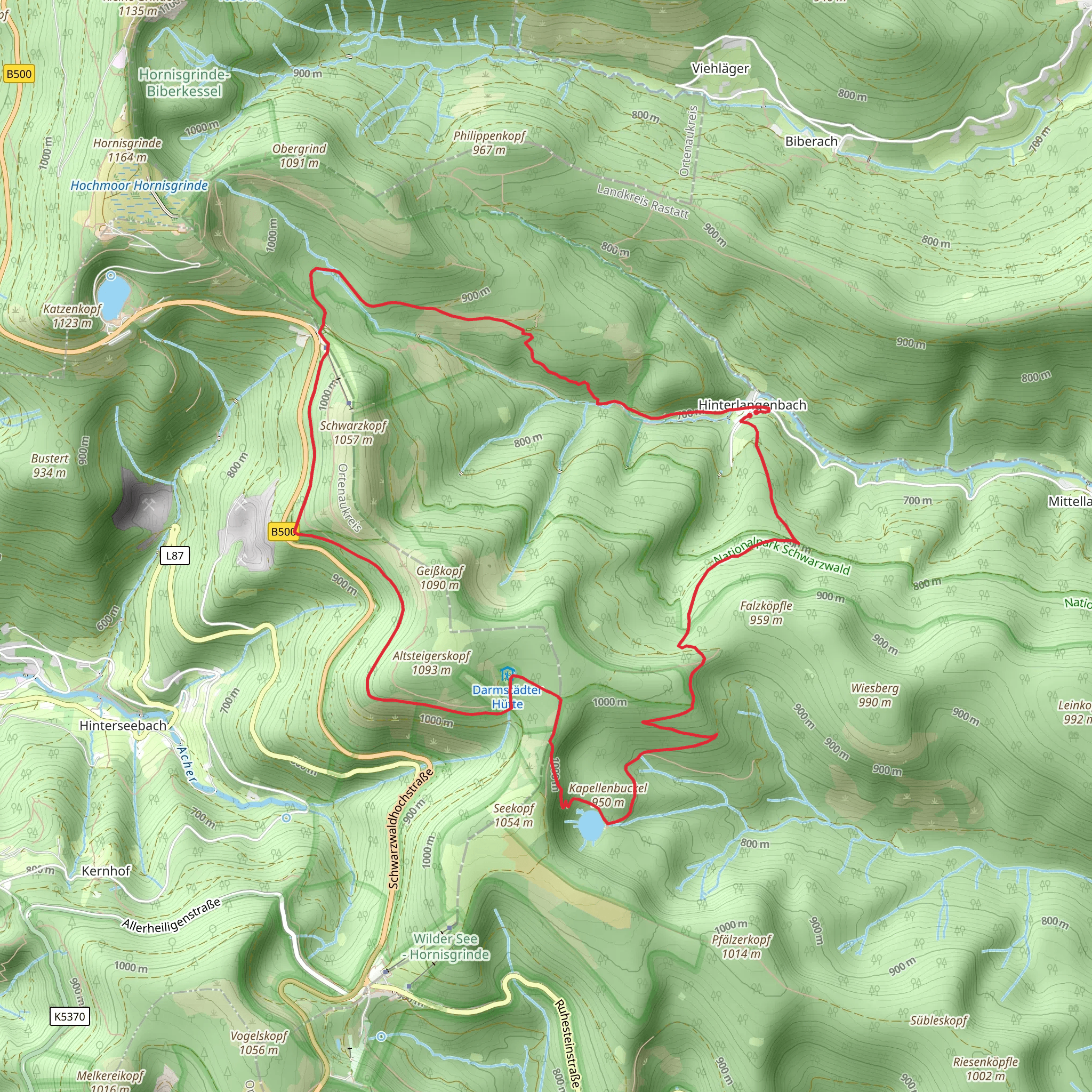 Wilder See and Kepellenbuckel via Ehemalige Falzhuette - Seeloch mobile static map