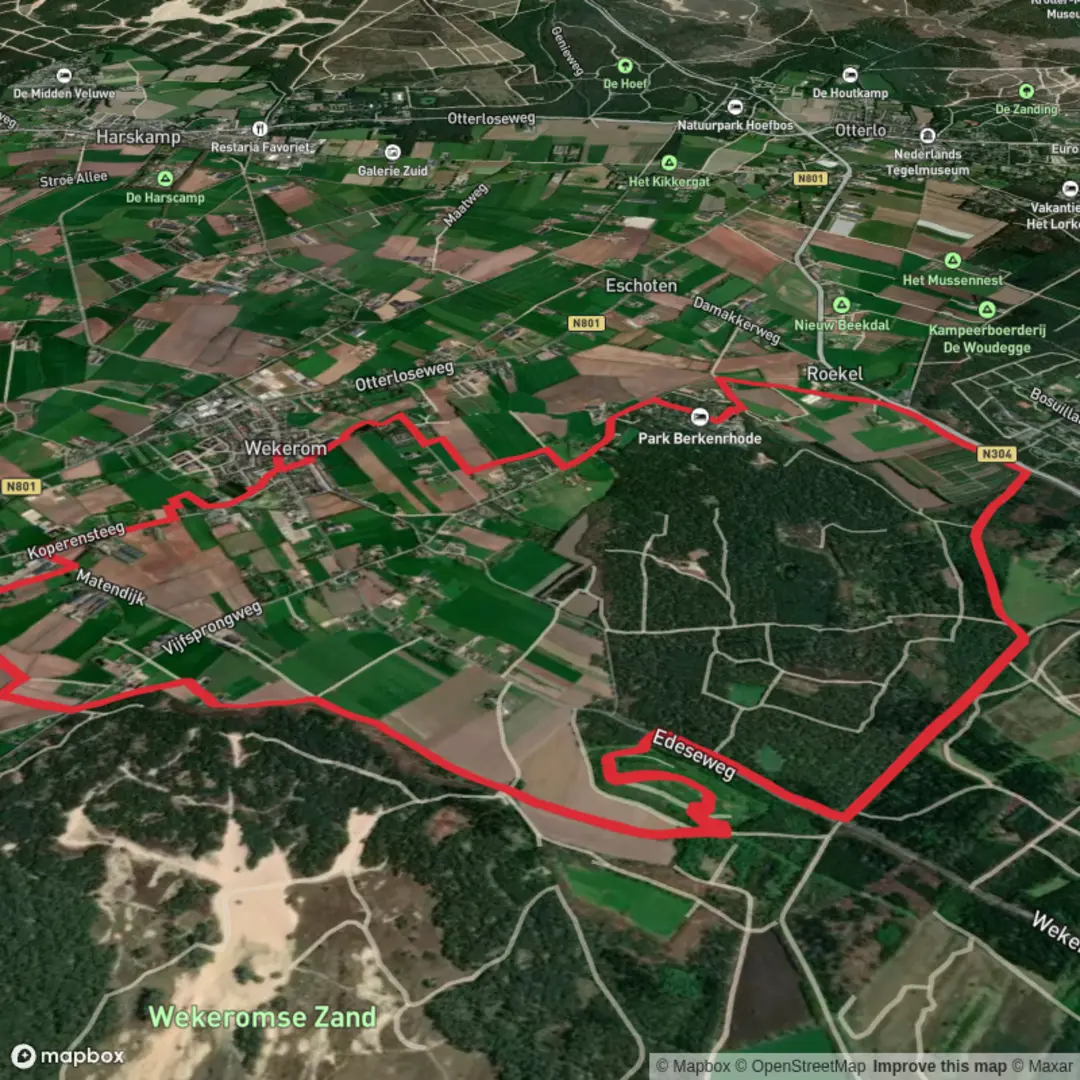 An image depicting the trail Edese Weg and Beeken Bultpad Loop and its surrounding area.