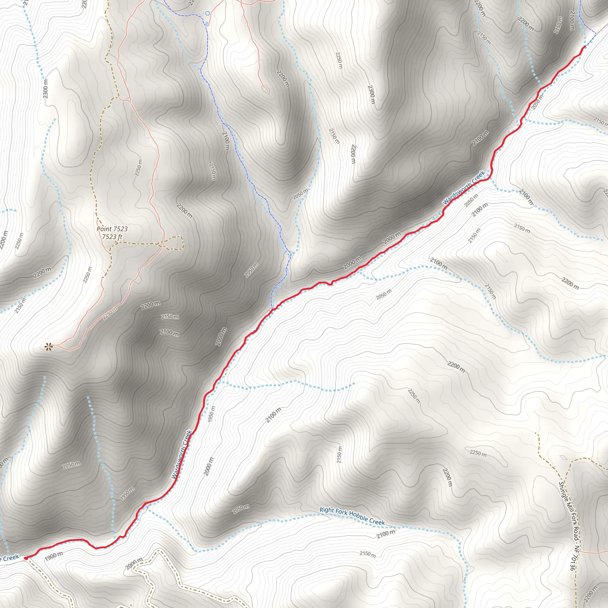 Wardsworth Canyon Trail mobile static map