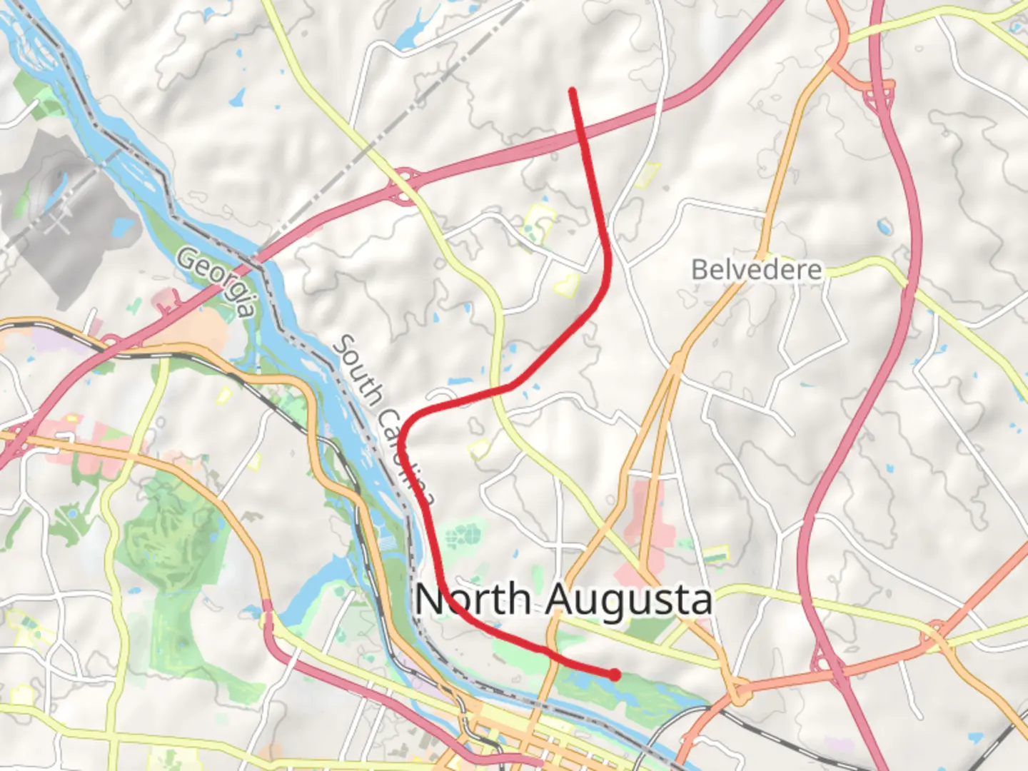 An image depicting the trail North Augusta Greeneway and its surrounding area.
