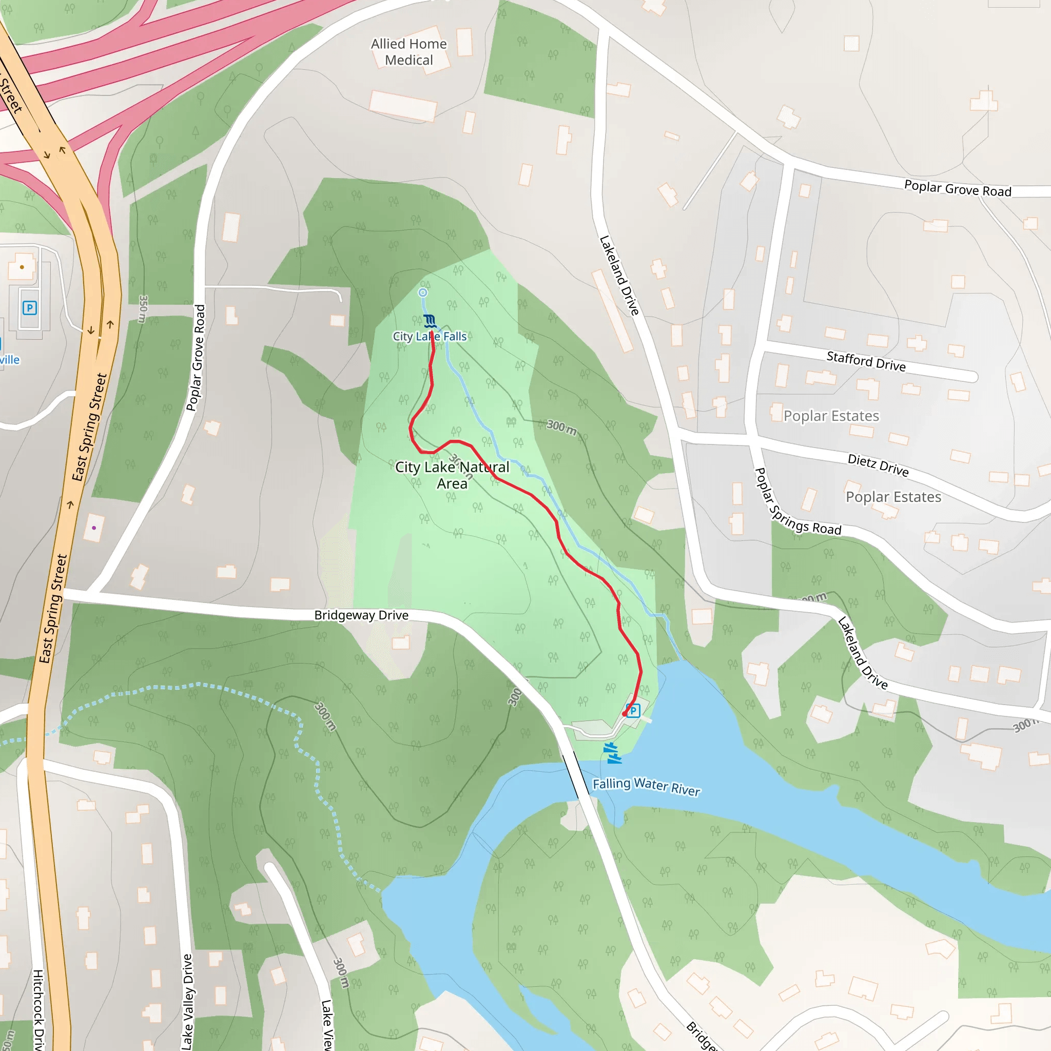 City Lake Falls mobile static map