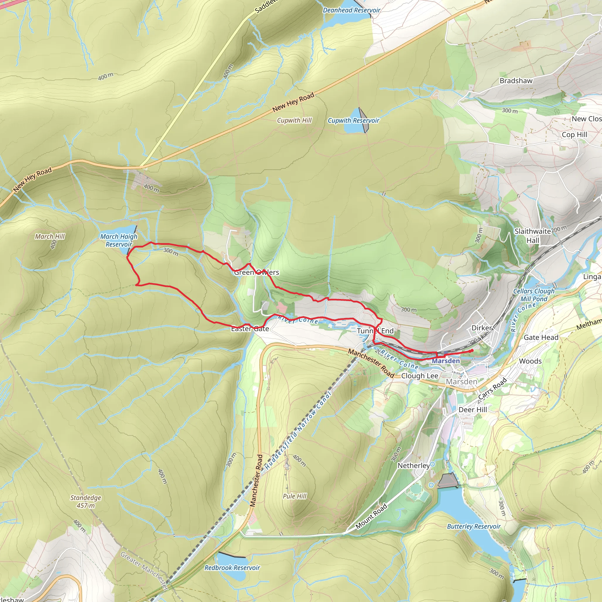 March Haigh Reservoir and Eastergate Bridge from Marsden mobile static map