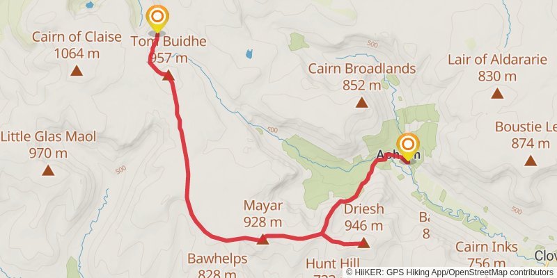 Cairn Bannoch and Tolmount Loop stage 2 Map