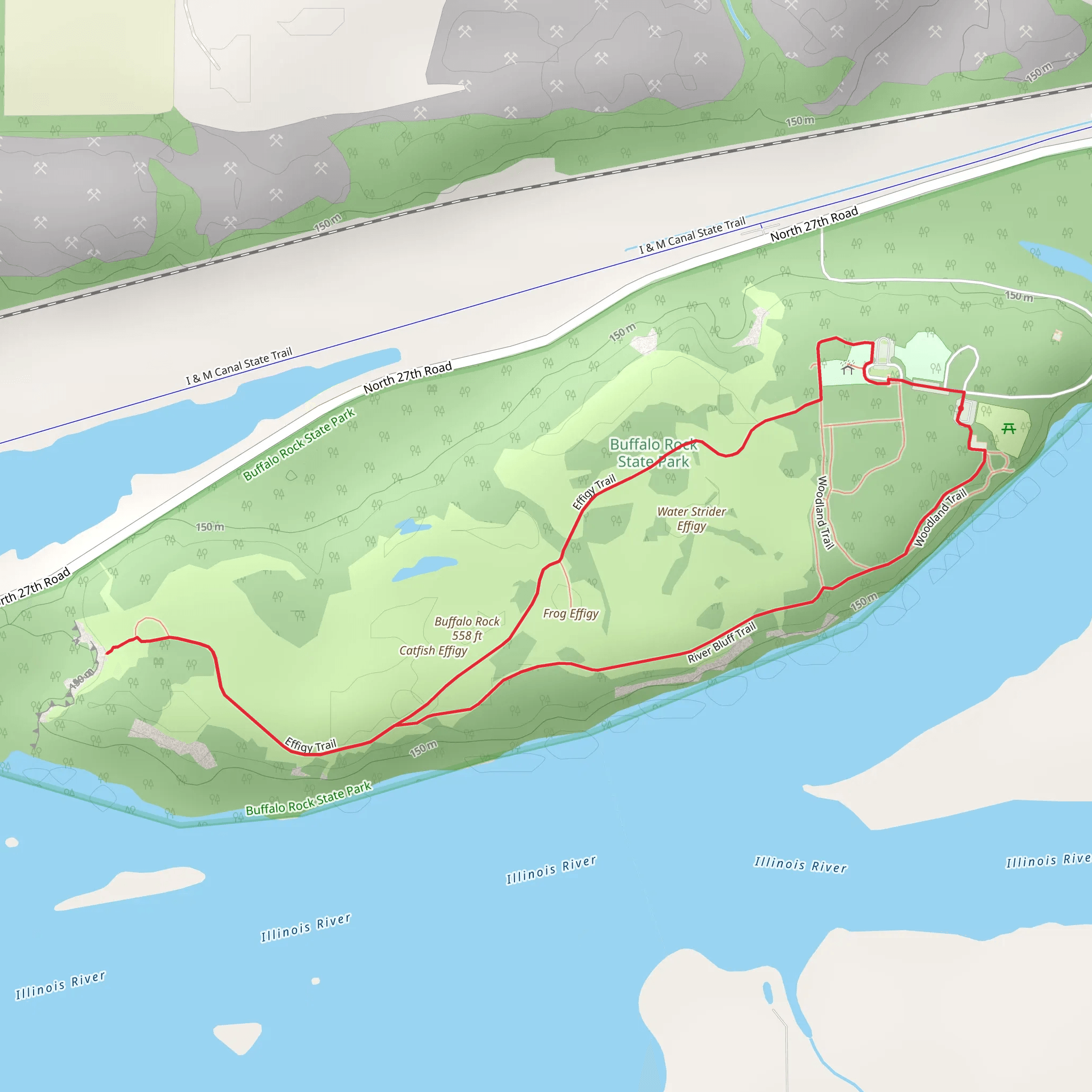 Buffalo Rock - Water Strider Effigy - Frog Effigy Loop mobile static map