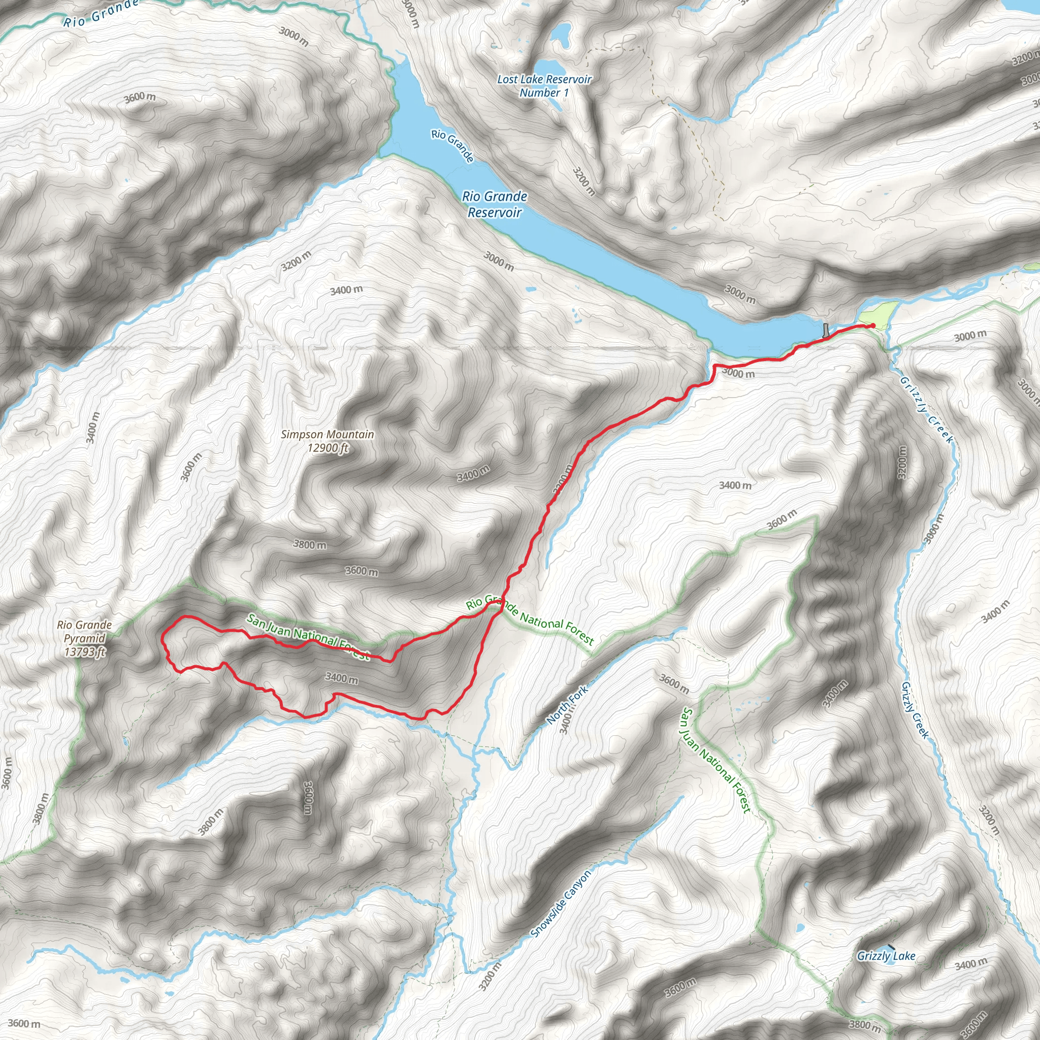 Rincon La Vaca Trail, Skyline-Highline-Opal Lake Trail and Weminuche Trail Loop mobile static map
