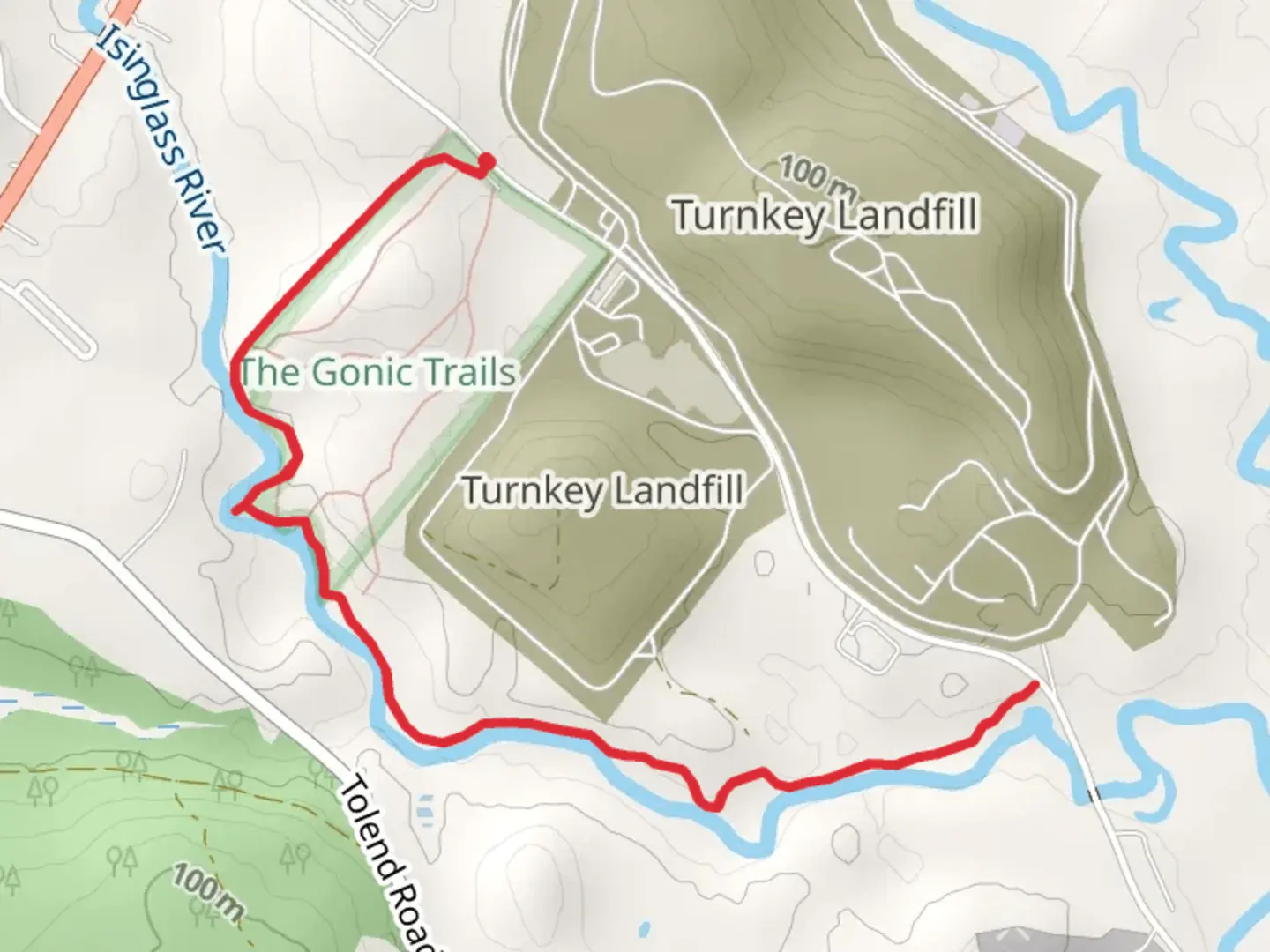 An image depicting the trail Isinglass River and its surrounding area.