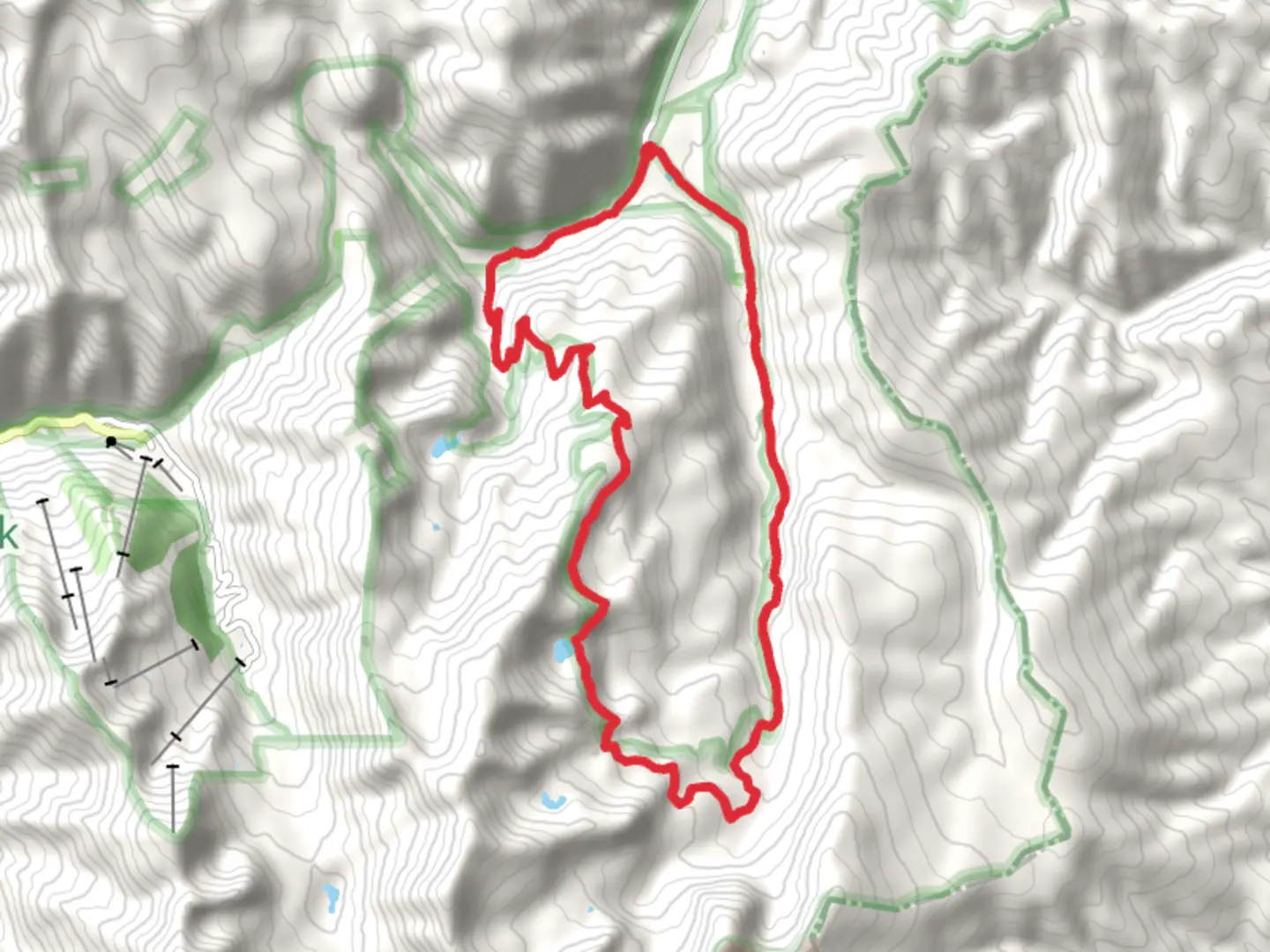 An image depicting the trail Lost Lake Trail and East Fork Loop Trail and its surrounding area.