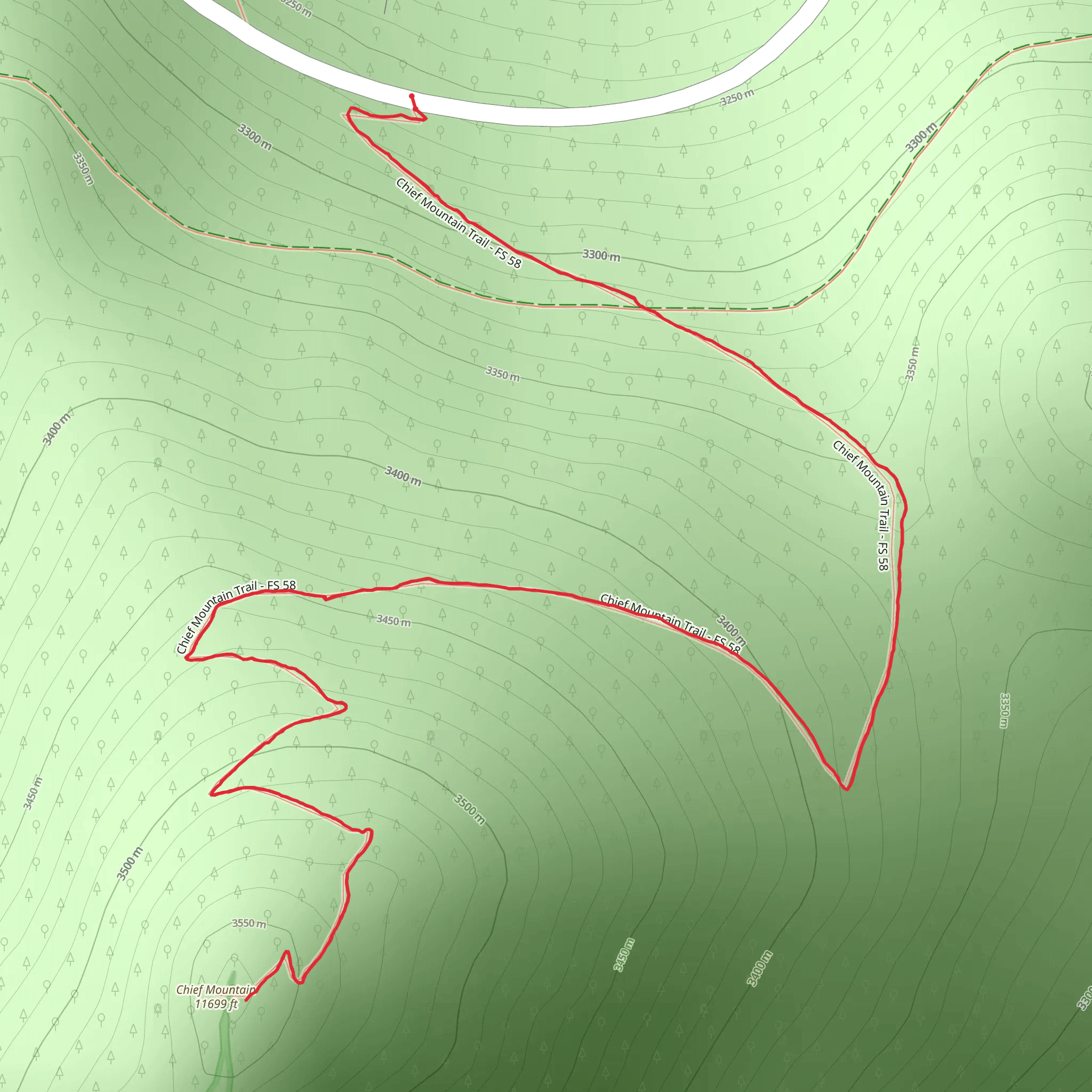 Chief Mountain Trail mobile static map