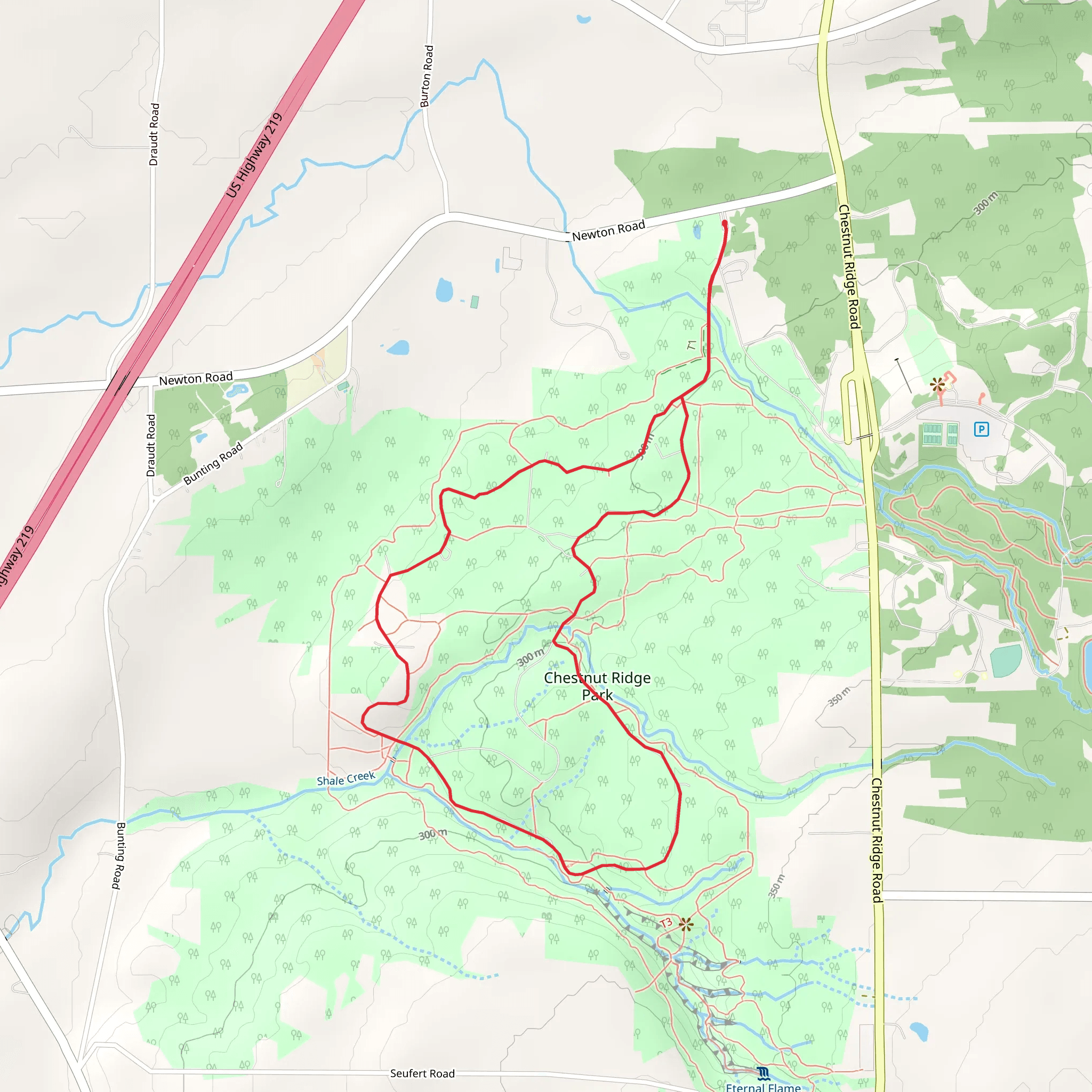 Chestnut Ridge Park via Ward Hill Walkway mobile static map