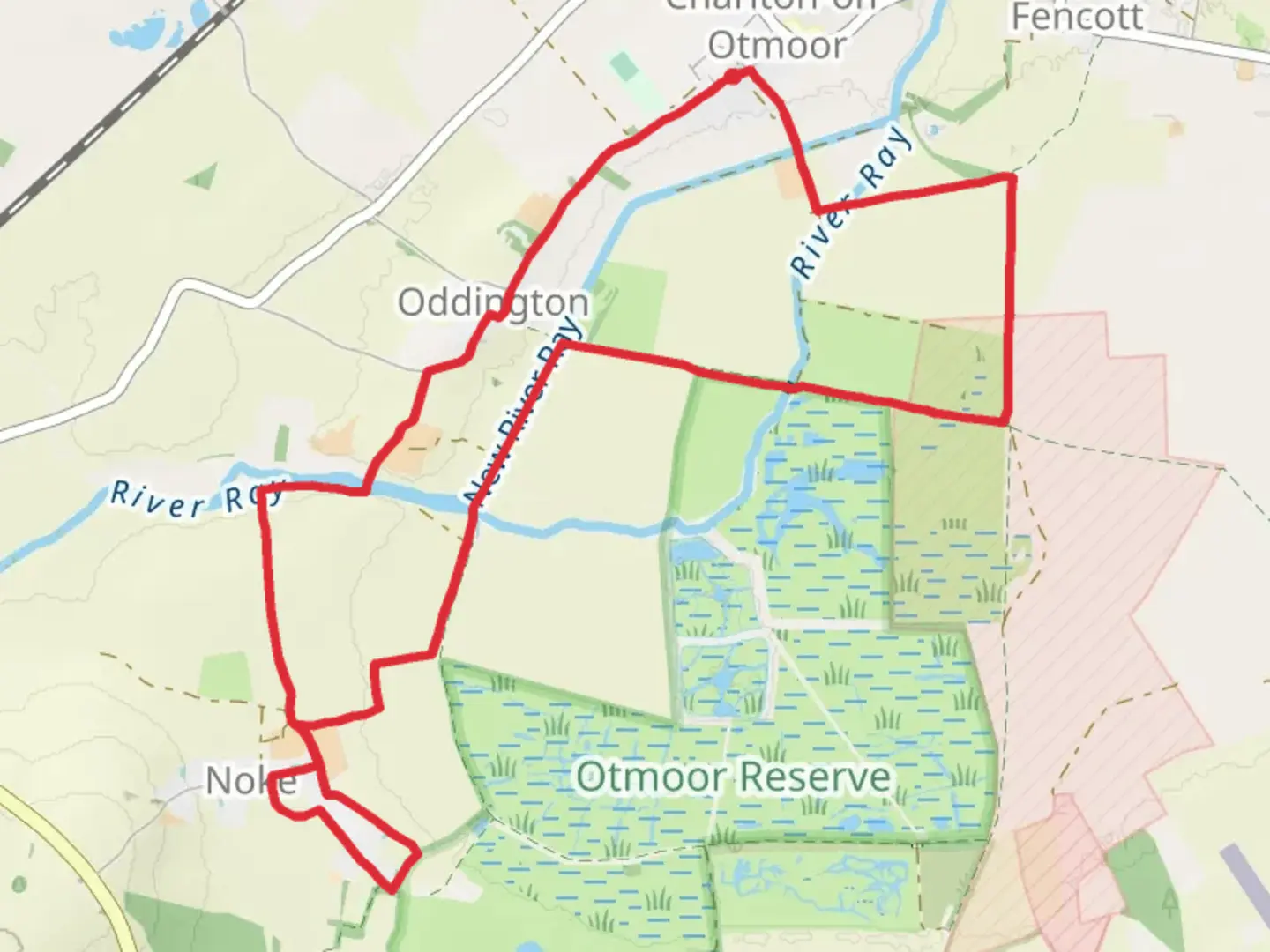 An image depicting the trail Charlton on Otmoor Loop and its surrounding area.