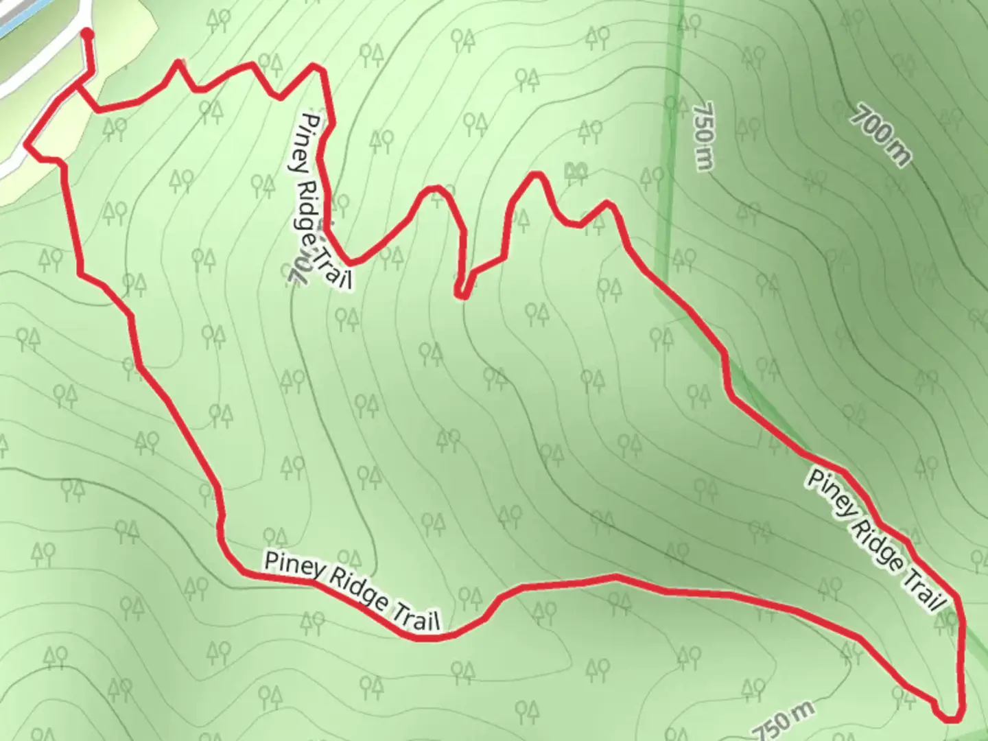 An image depicting the trail Piney Ridge Loop Trail and its surrounding area.