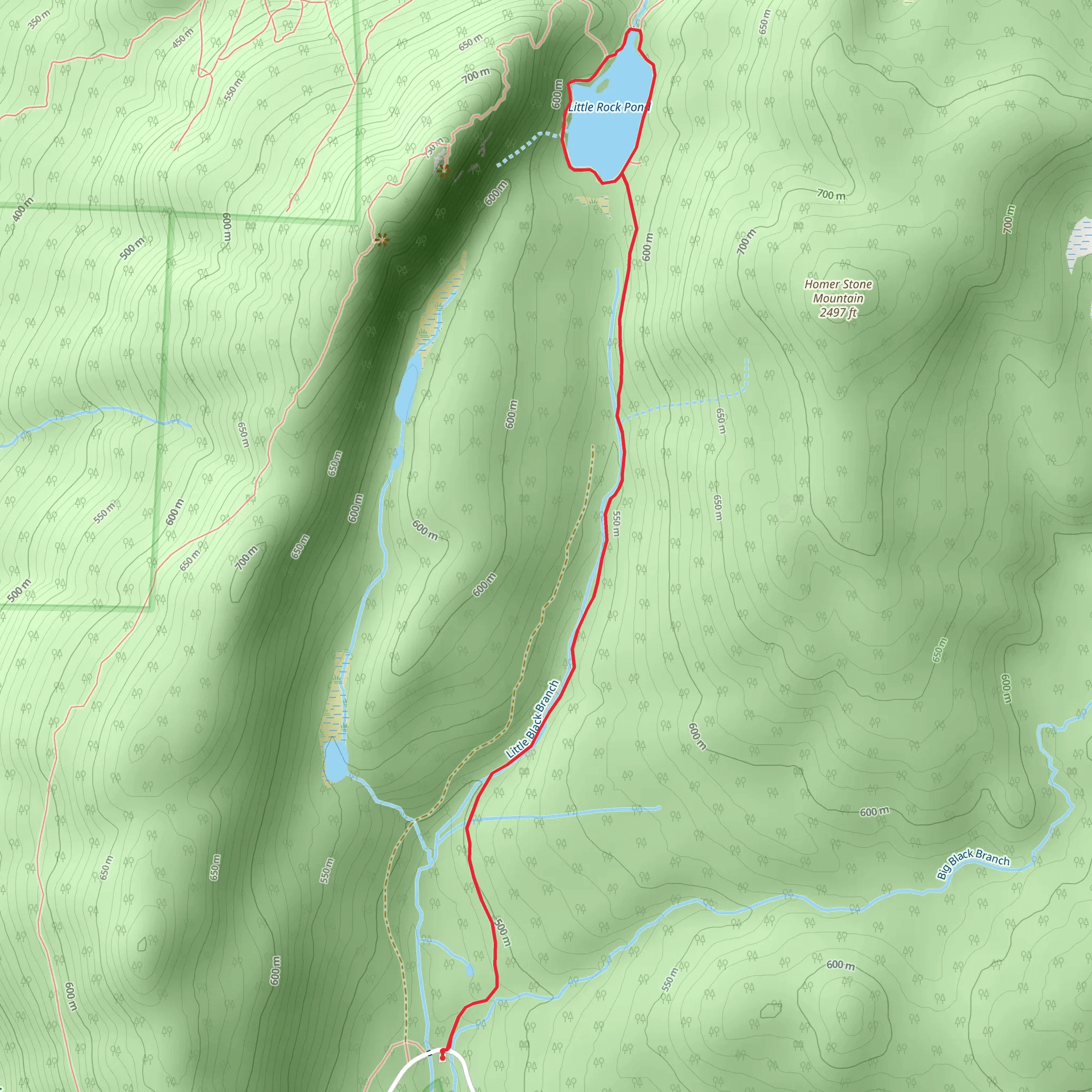 Little Rock Pond via Long Trail mobile static map