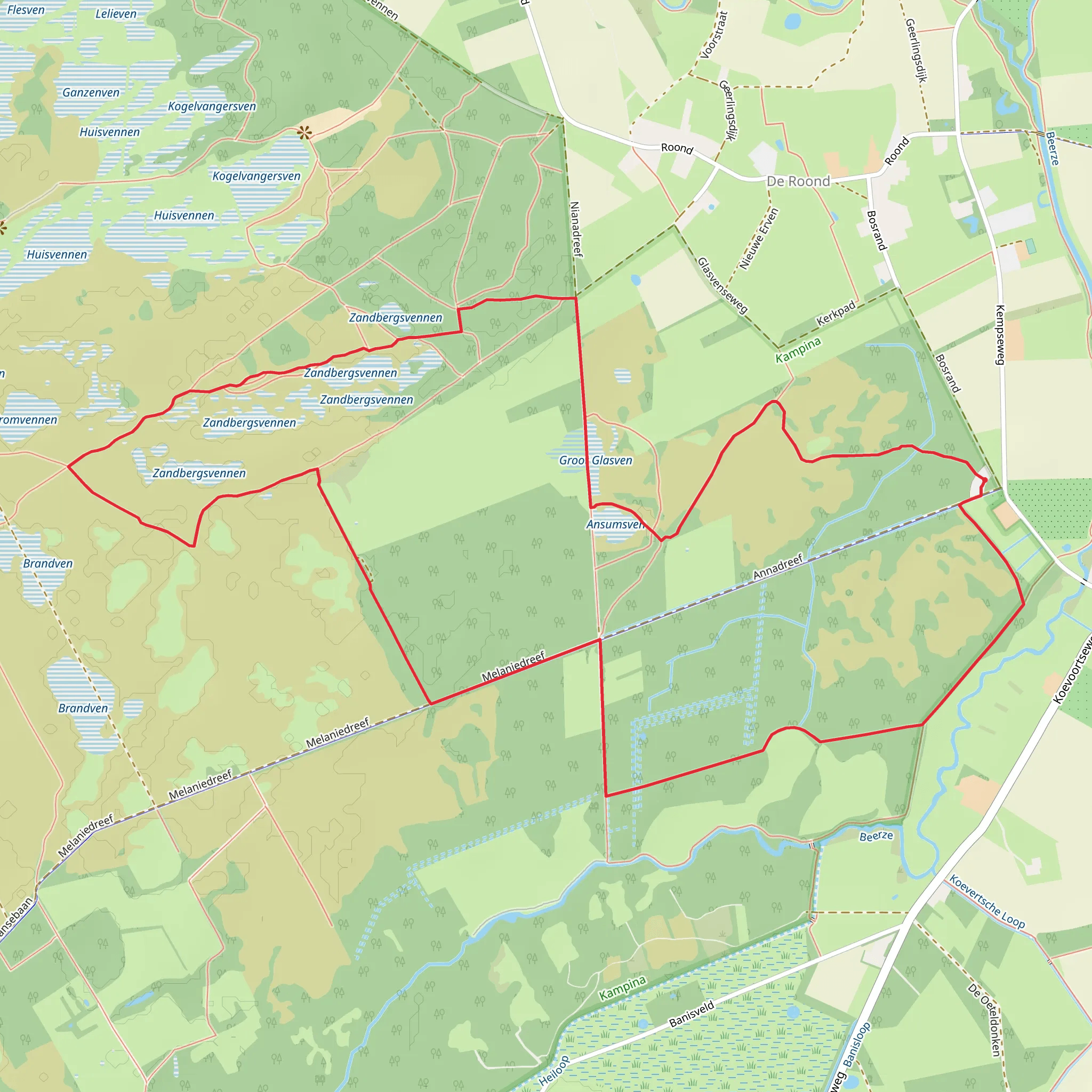 Ansumsven, Zandbergsvennen and De Weert Loop mobile static map