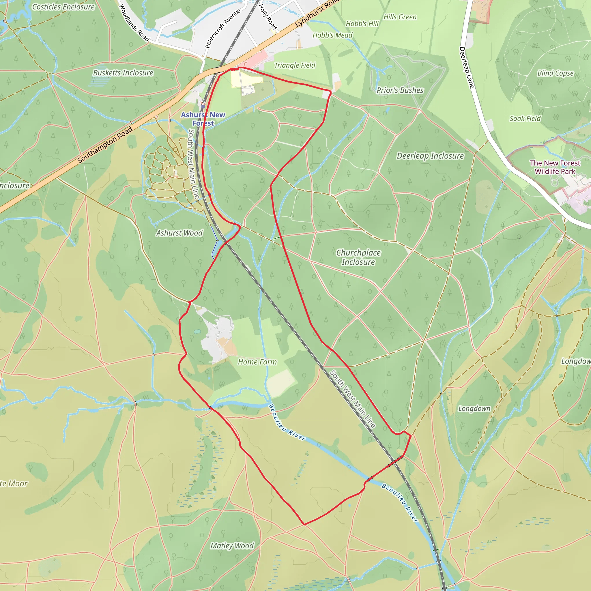 Ashurst New Forest Loop mobile static map