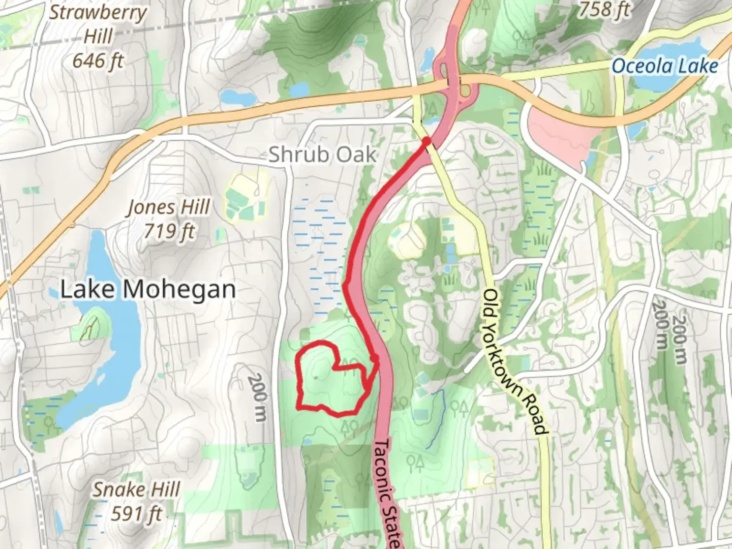 An image depicting the trail W and Y Trail Loop Trail - Granite Knolls Park and its surrounding area.