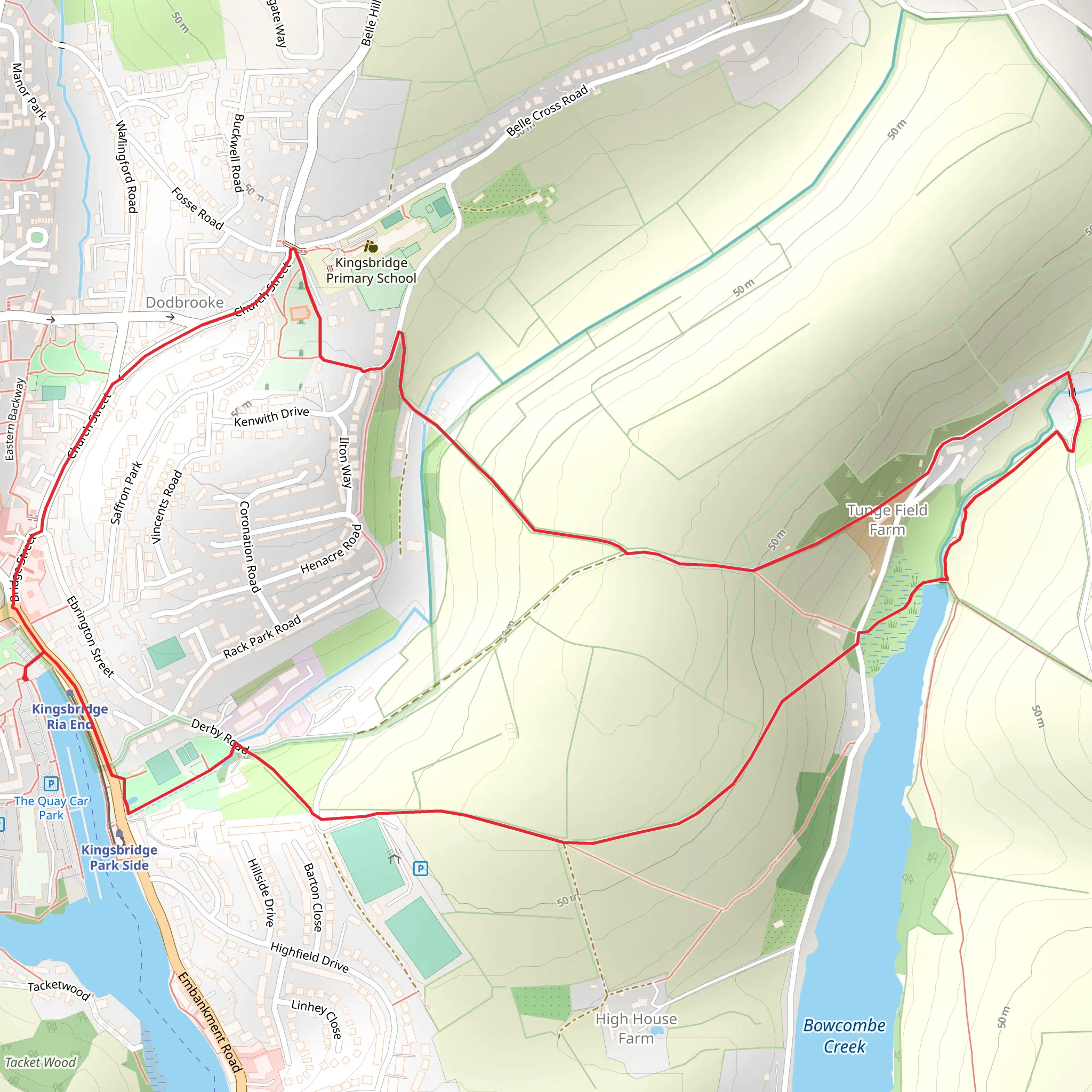 Kingsbridge and Bowcombe Creek Walk mobile static map