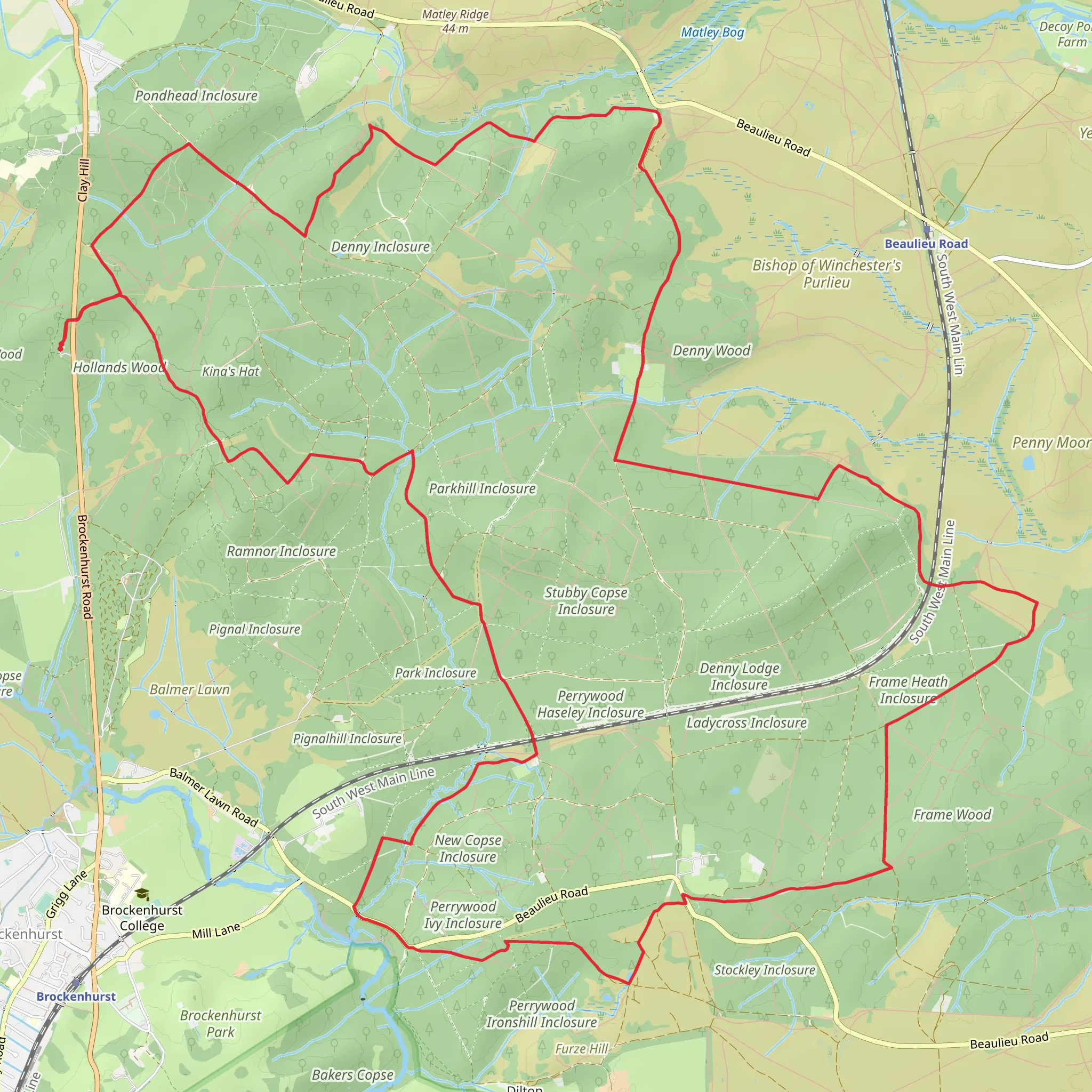 Denny Inclosure, Ladycross Inclosure and Hollands Wood Loop mobile static map