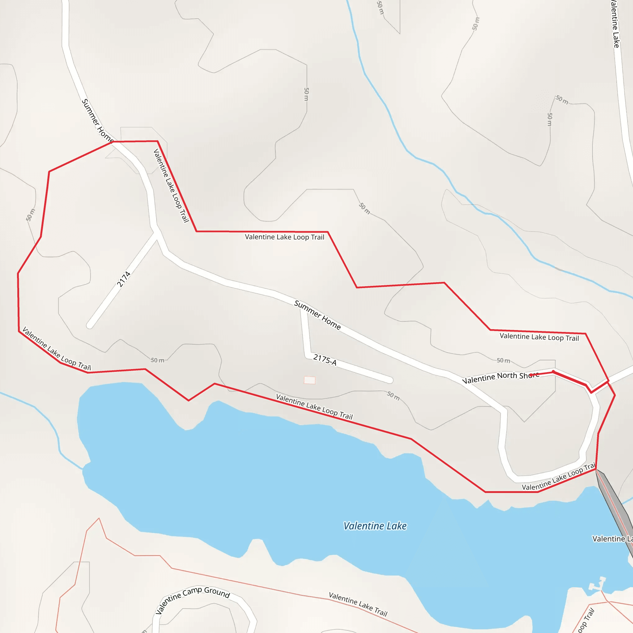 Valentine Lake Loop mobile static map