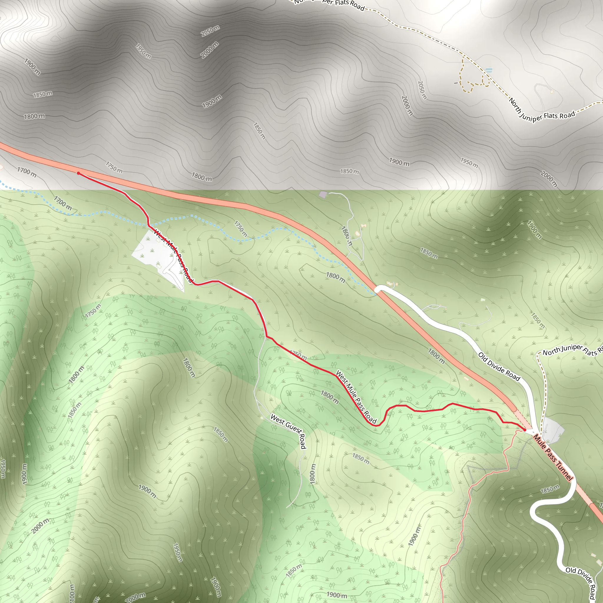 West Mule Pass Road Walk mobile static map