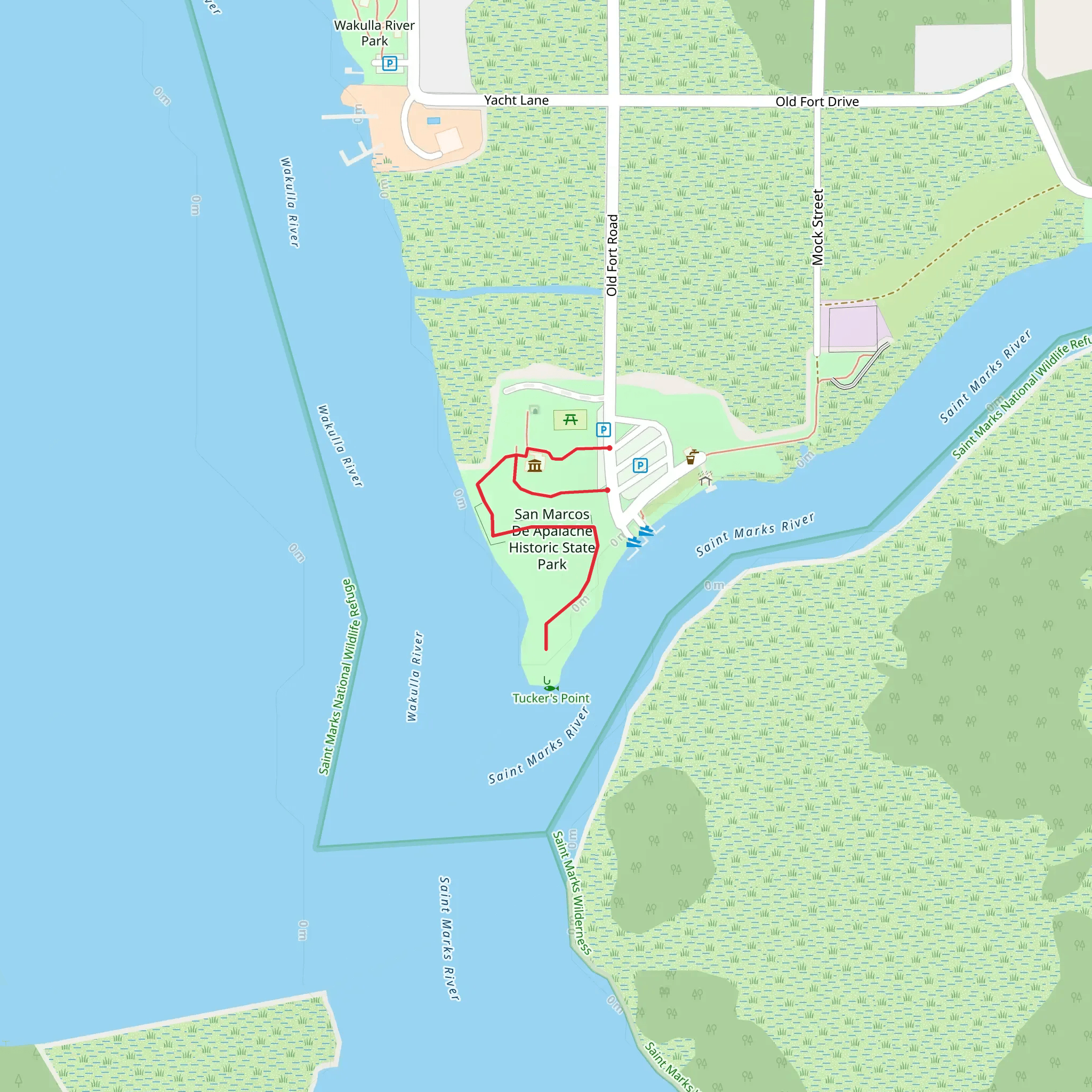 San Marcos De Apalache Historic State Park Out and Back mobile static map