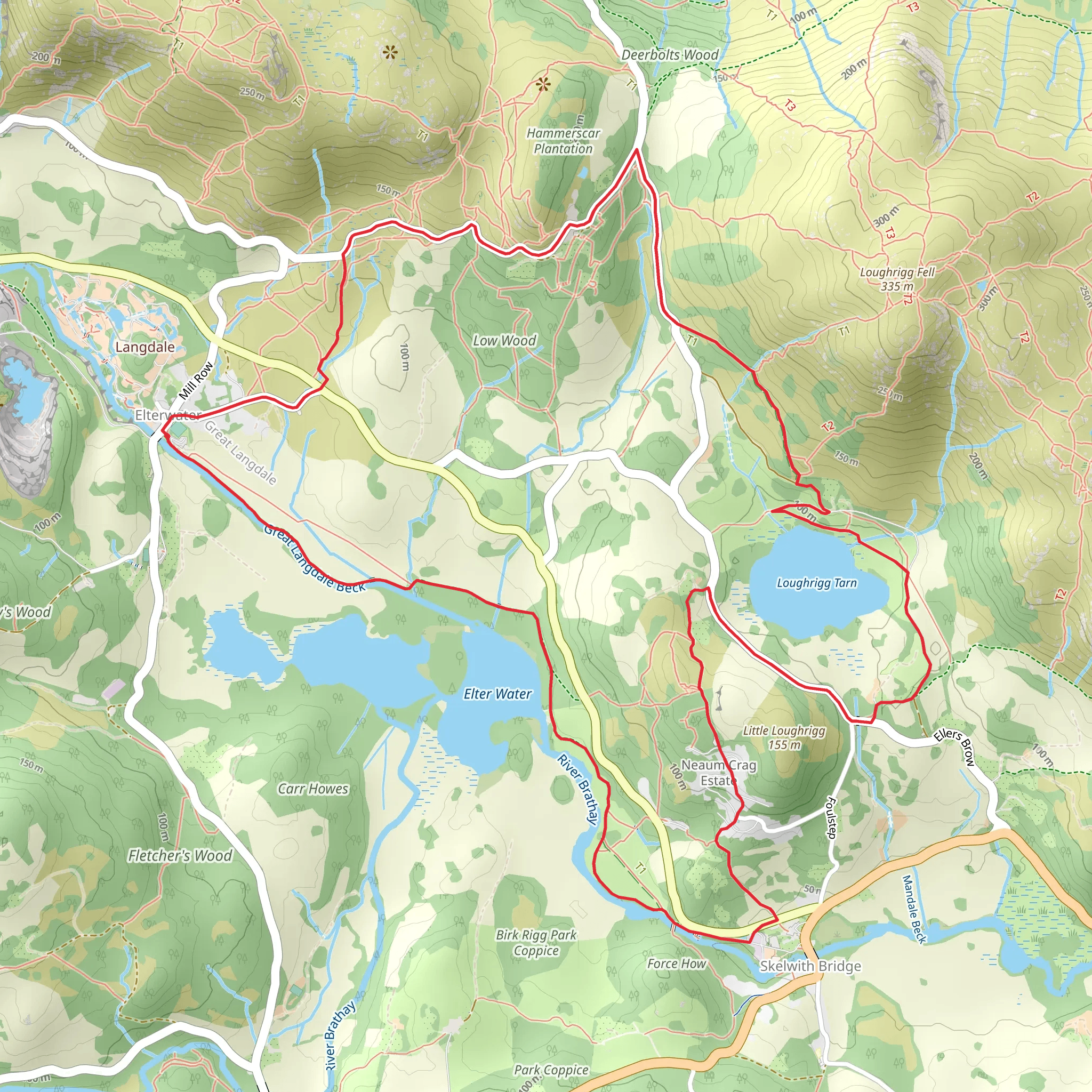Elter Water and Loughrigg Tarn Loop mobile static map