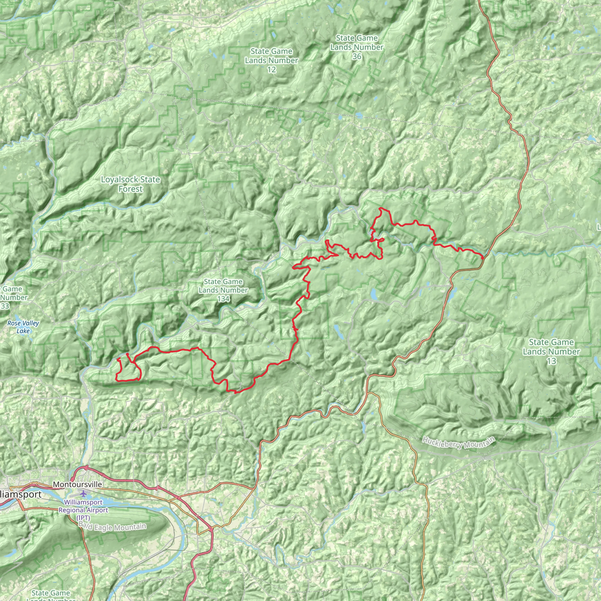 Loyalstock Trail mobile static map