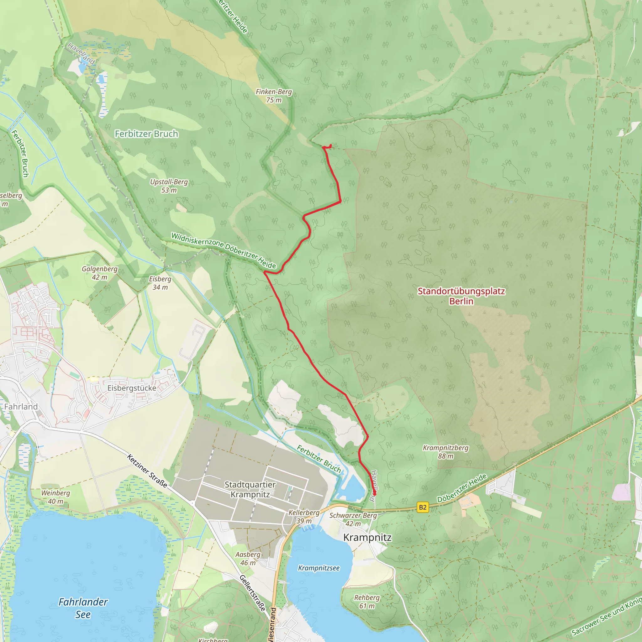 Aussichtsturm am Finkenberg via Doeberitzer Heide mobile static map