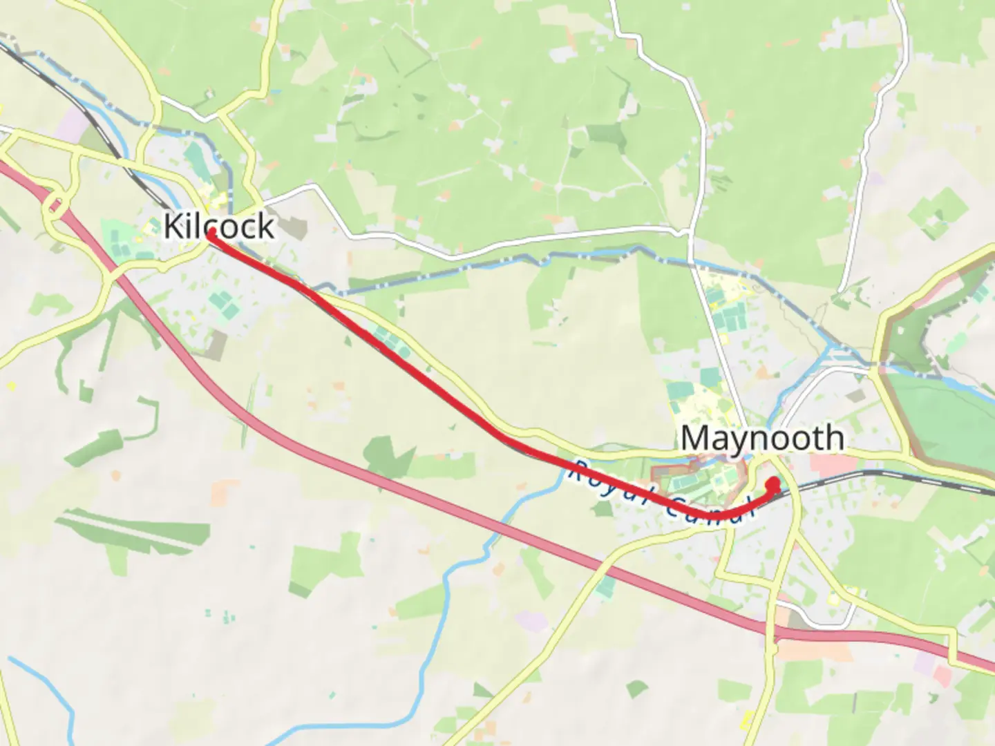 An image depicting the trail Maynooth to kilcock and its surrounding area.