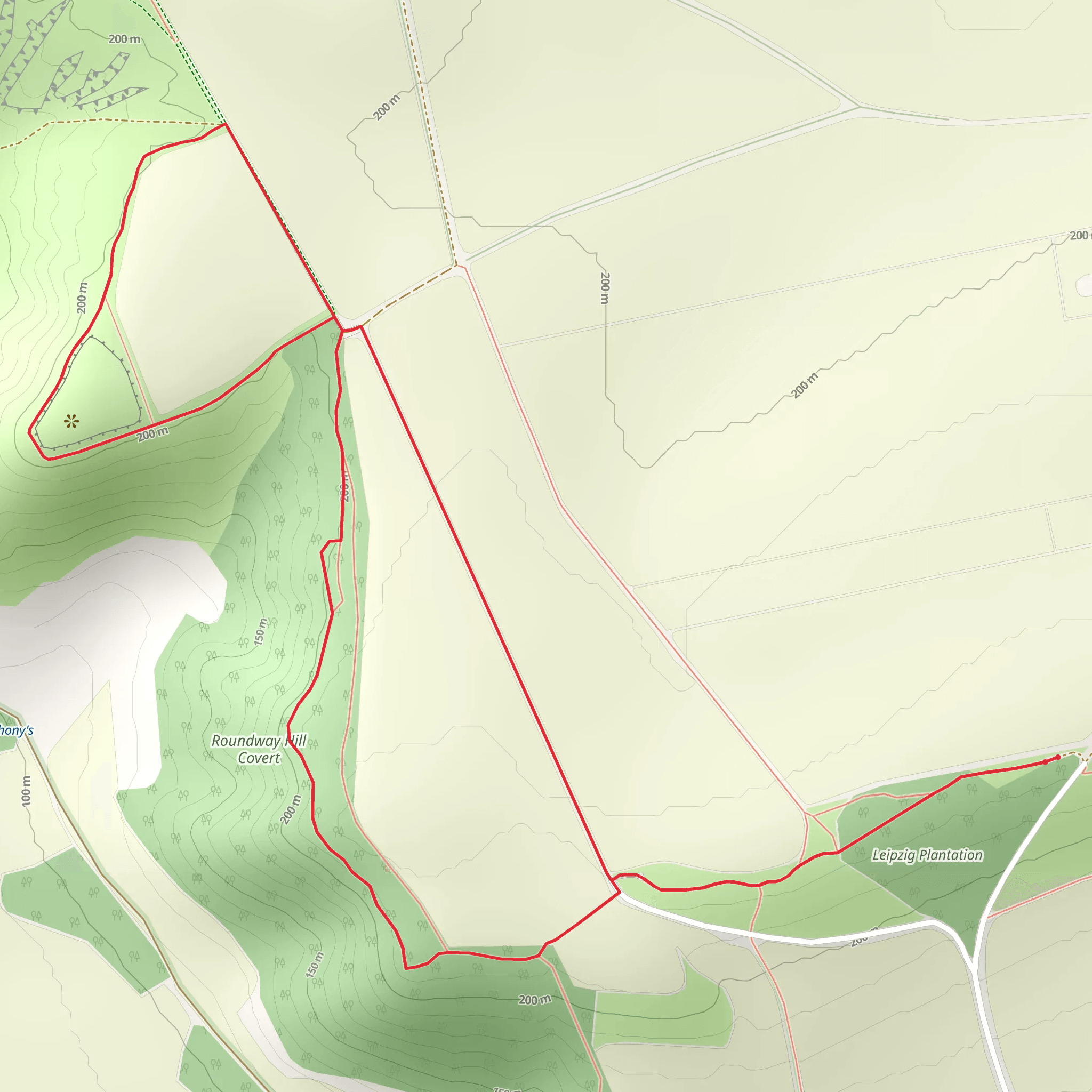 Roundway Hill Covert and Oliver's Castle Loop mobile static map