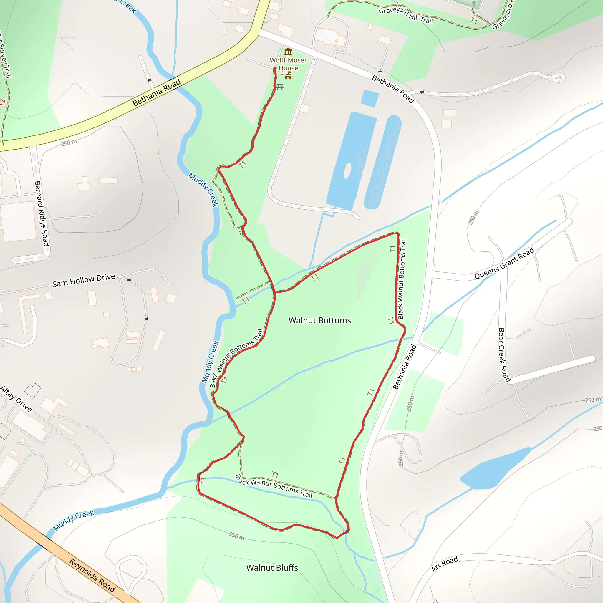 Black Walnut Bottoms Loop Trail mobile static map