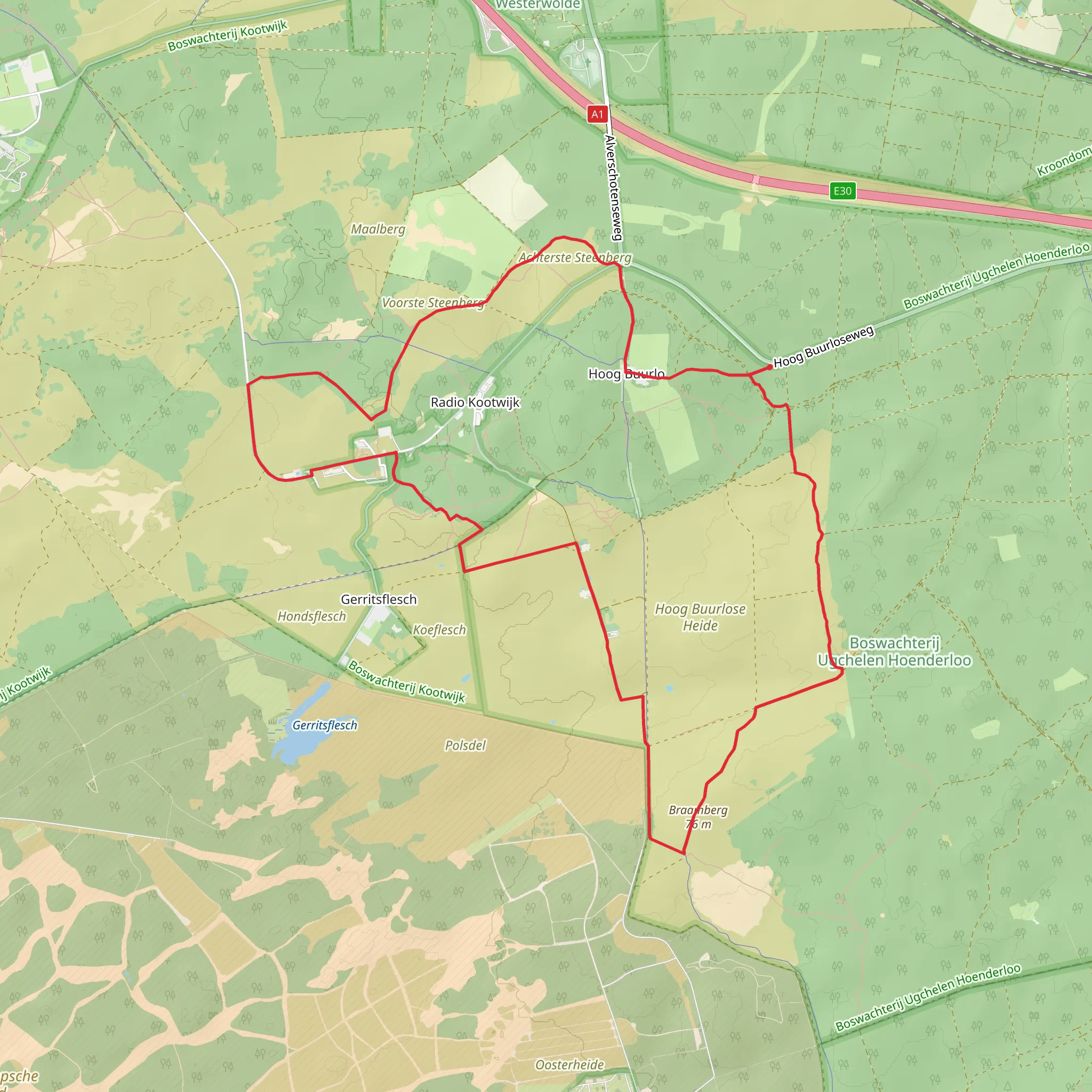 Hoog Buurlosche, Braamberg and Radio Weg Loop mobile static map