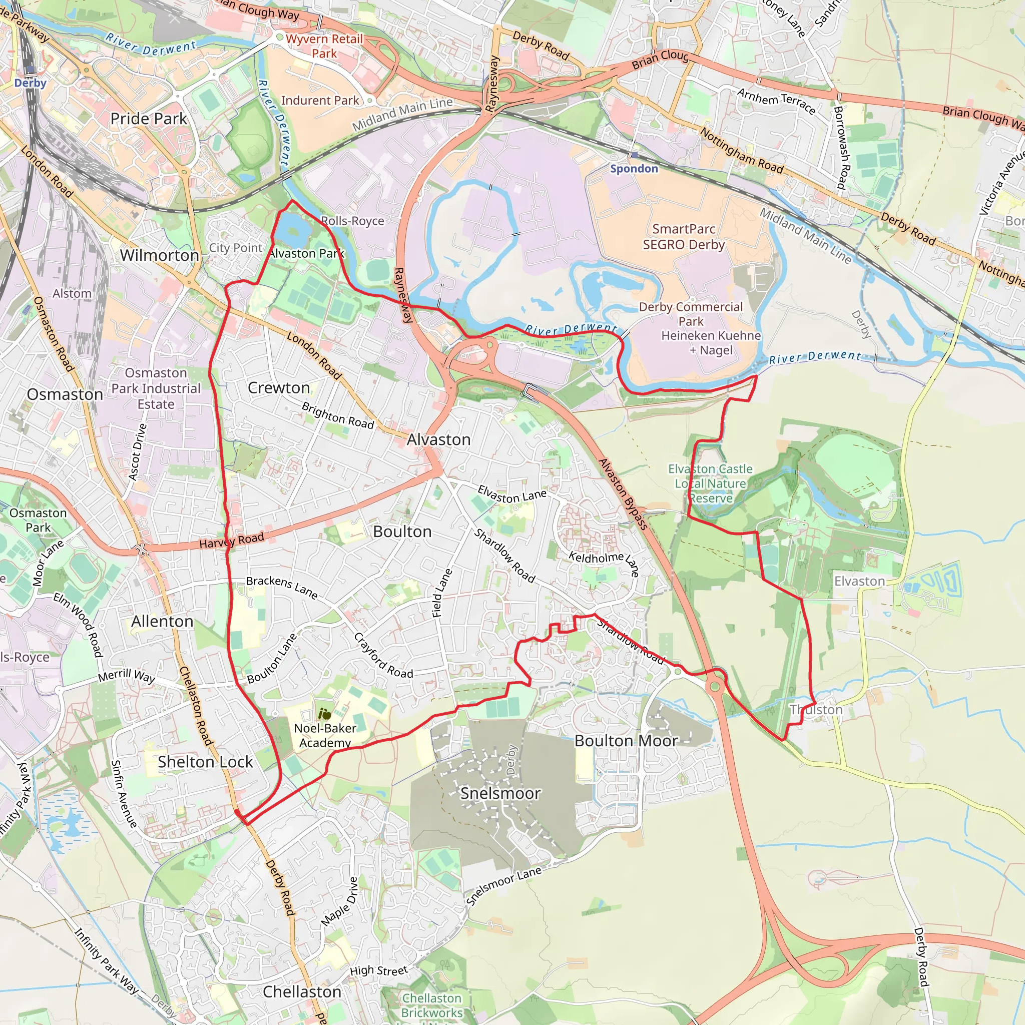 Elvaston Western Loop mobile static map