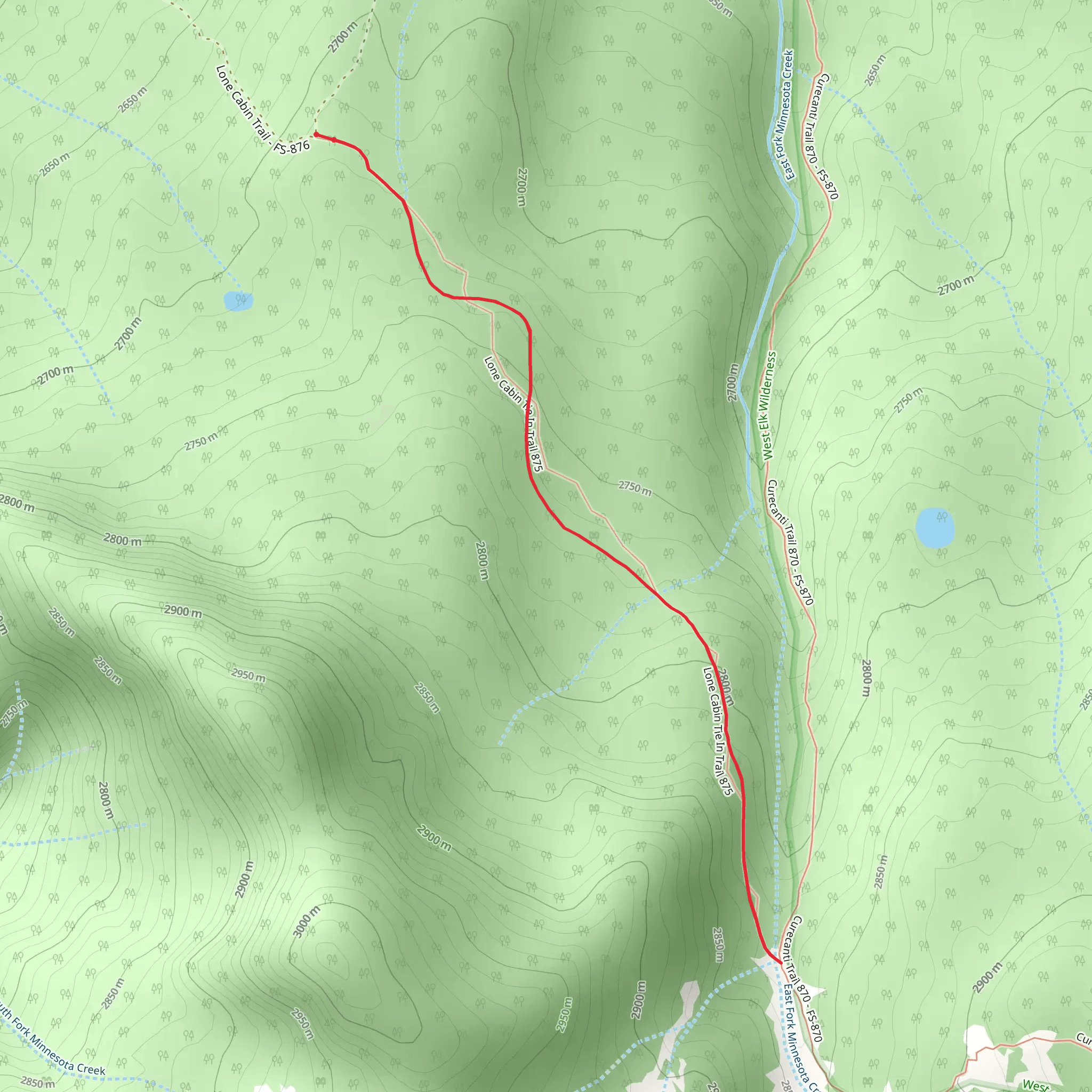Lone Cabin Tie-in Trail mobile static map