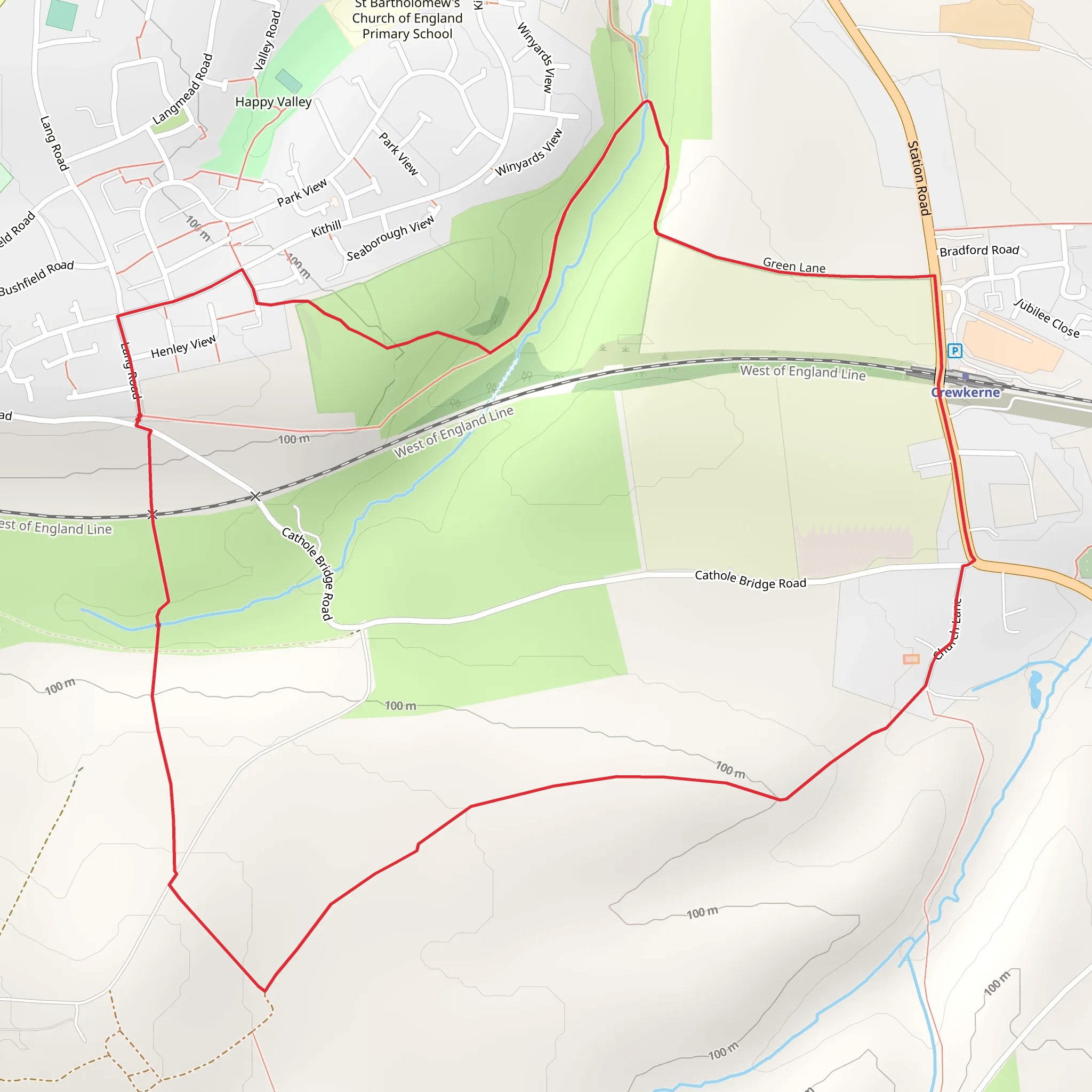 Crewkerne Short Loop mobile static map