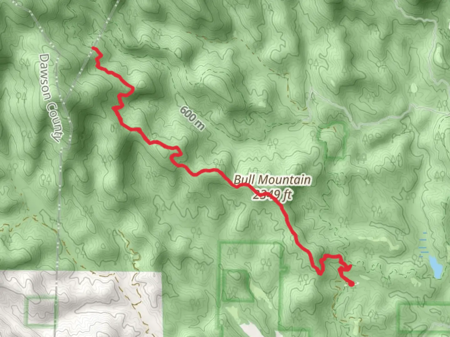 An image depicting the trail Bull Mountain Trail and its surrounding area.
