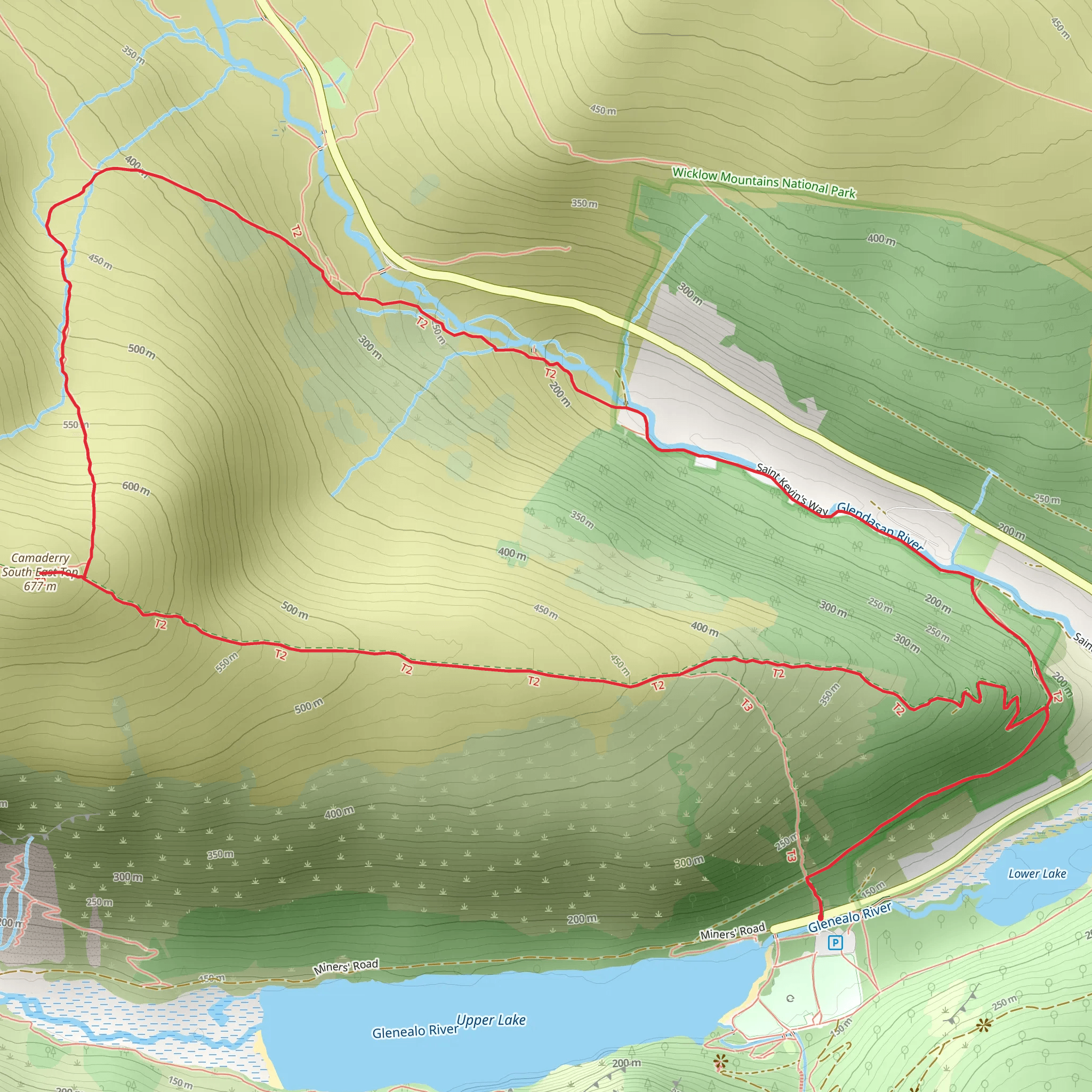 Camaderry and St Kevin's Way Loop mobile static map