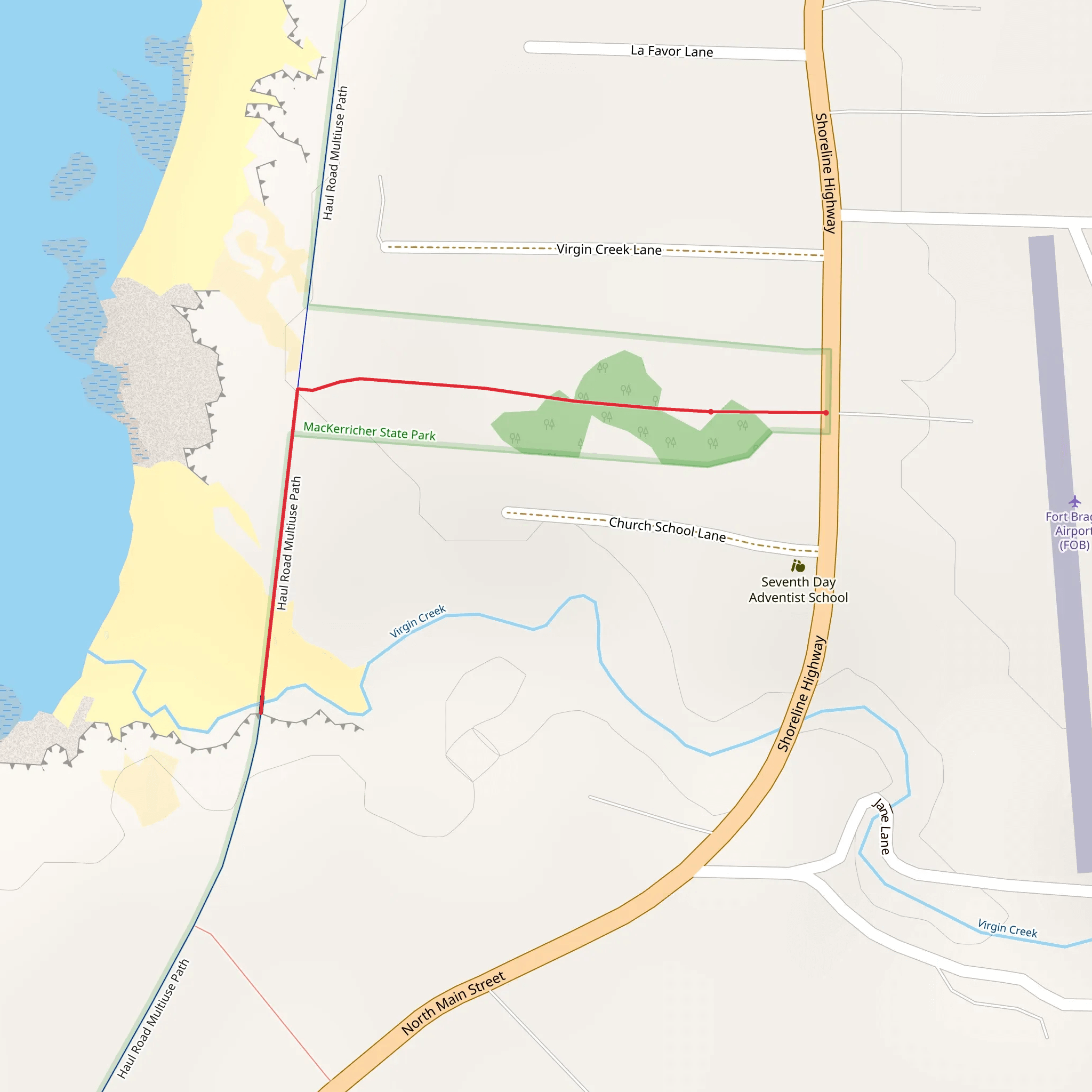Virgin Creek via Haul Road Multiuse Path Out and Back mobile static map