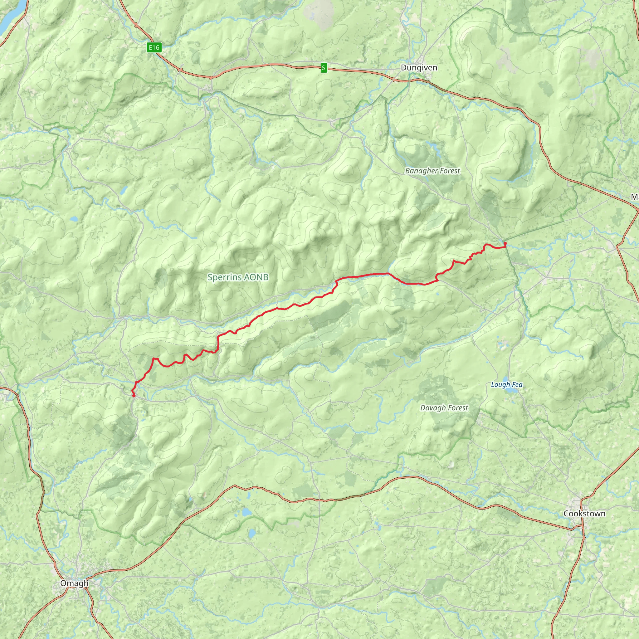 Gortin to Moneyneany mobile static map