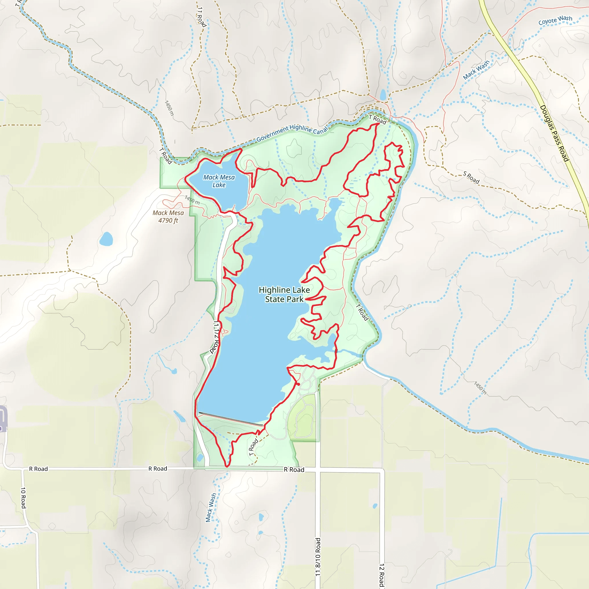 Highline Lake and Mack Mesa Lake Loop mobile static map