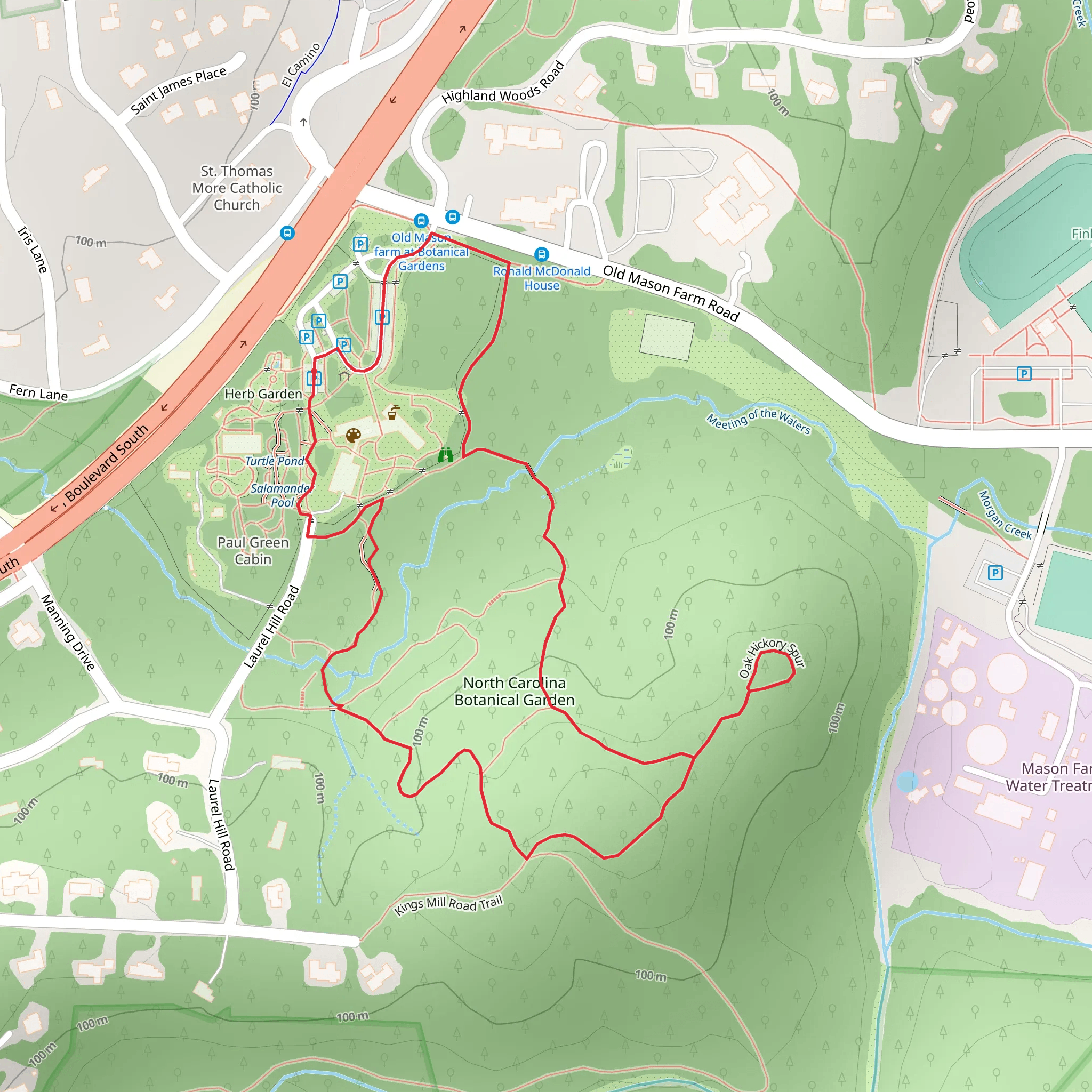 North Carolina Botanical Garden Loop mobile static map