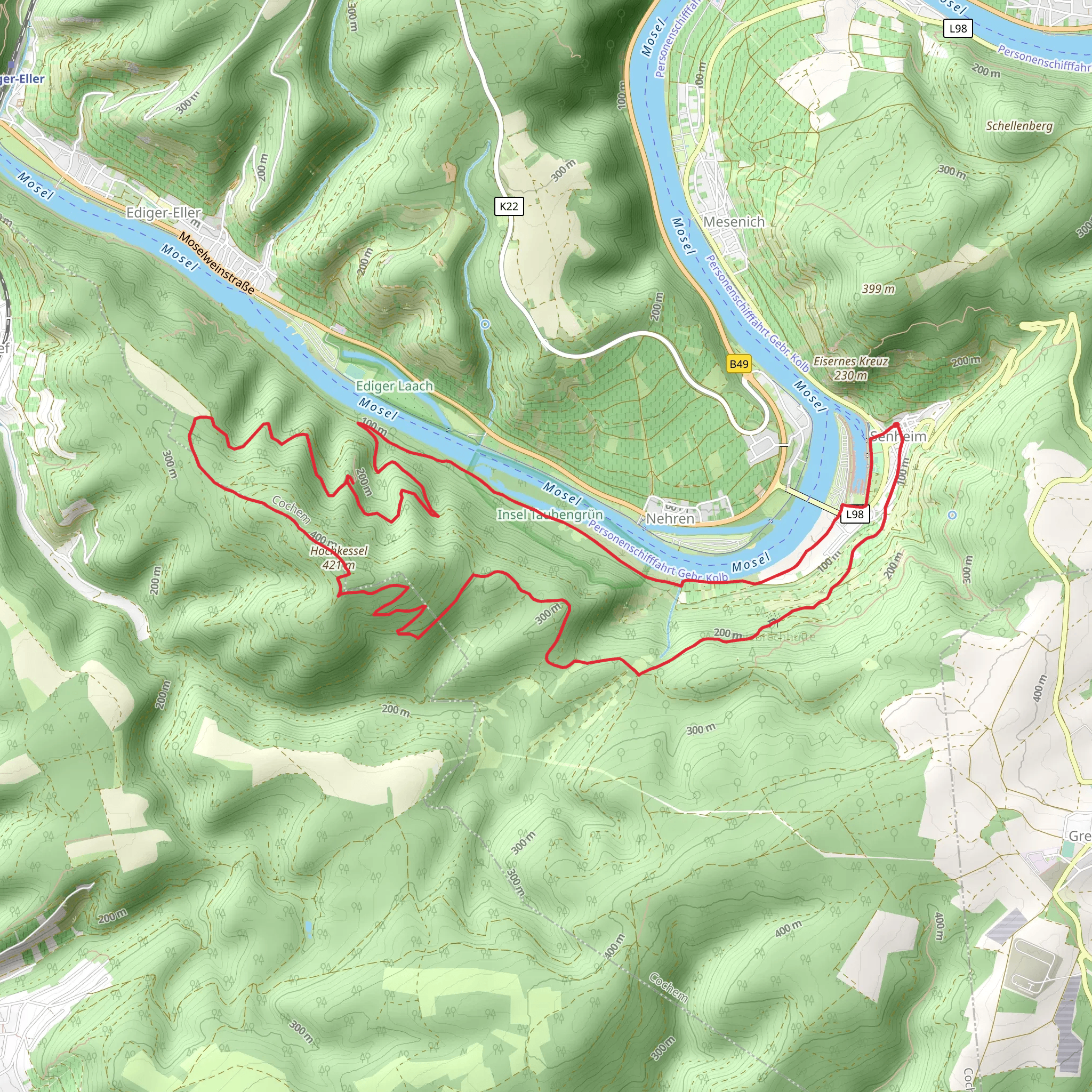 Einsiedelei and Hochkessel Loop mobile static map