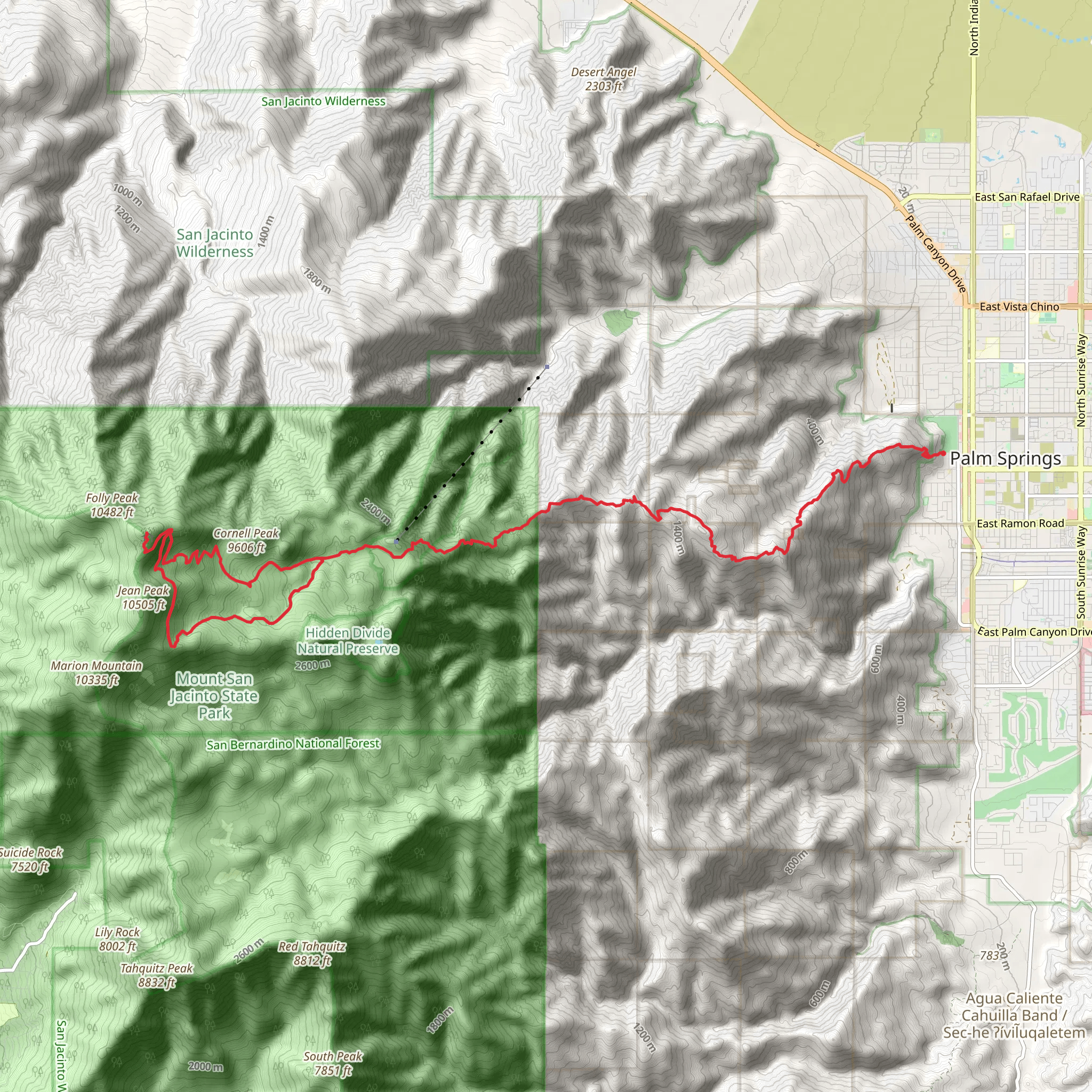 Cactus to Clouds Trail mobile static map
