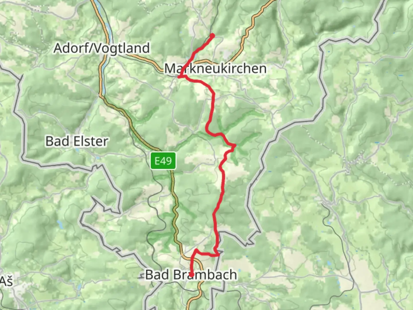 An image depicting the trail Bad Brambach to Siebenbrunn Walk and its surrounding area.