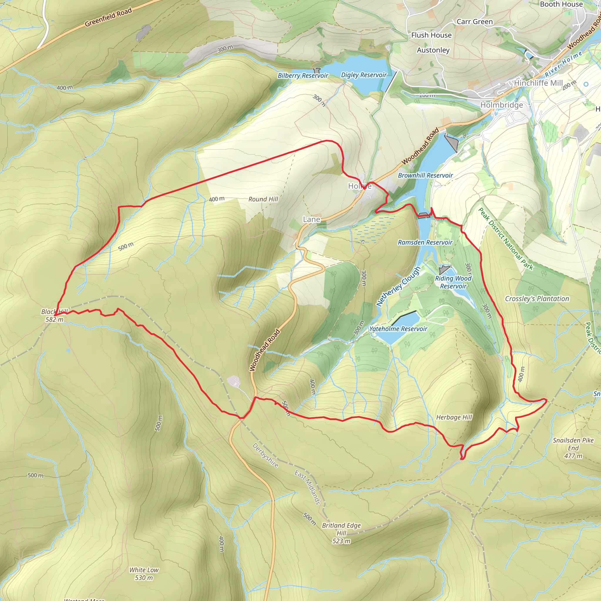 Upper Holme Valley and Ramsden Clough mobile static map